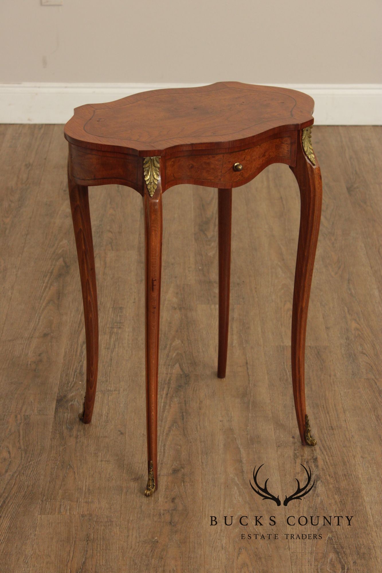 French Louis XV Style Burl Wood Side Table