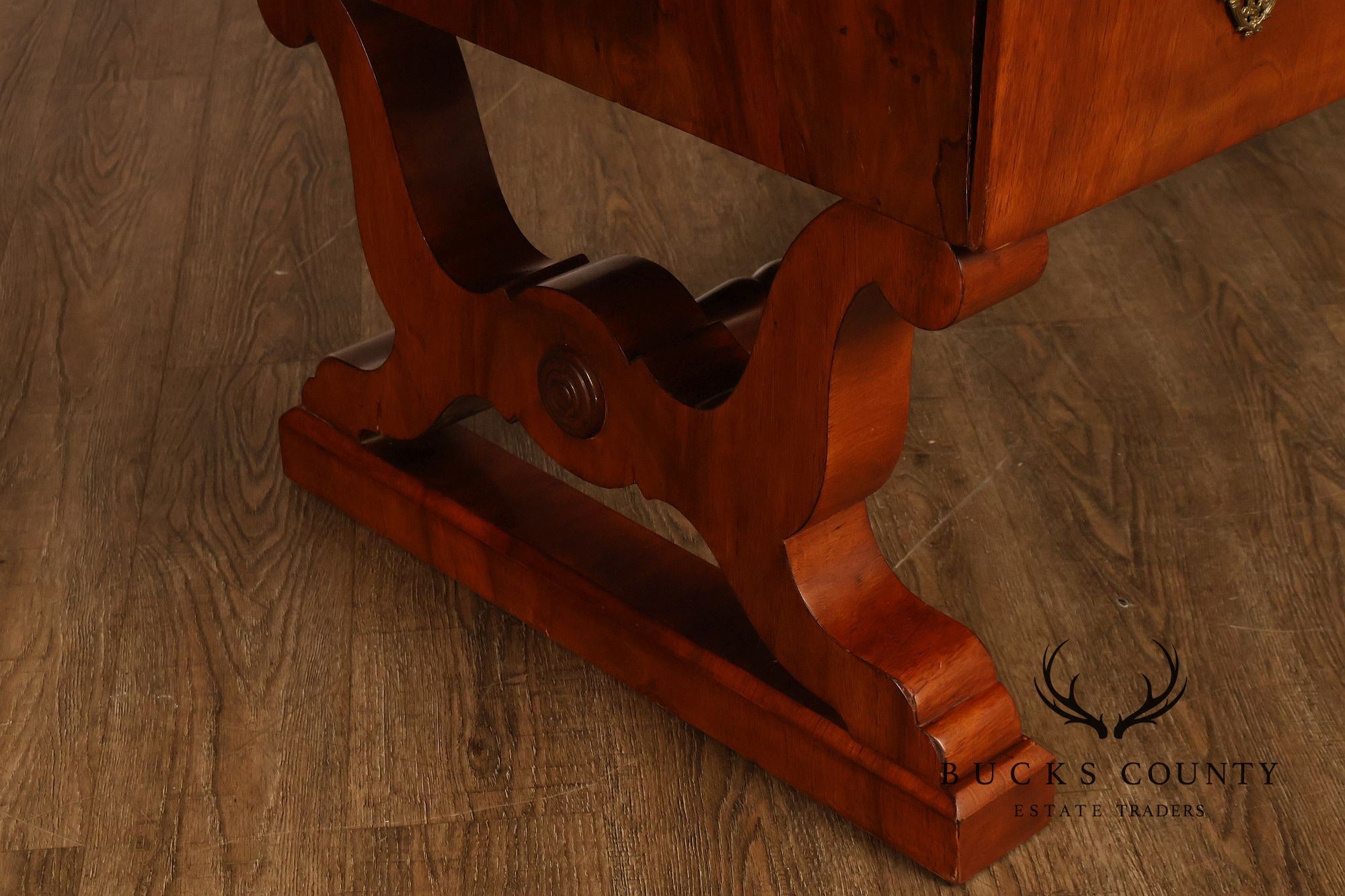Antique 19th Century Biedermeier Walnut Five Drawer Writing Desk