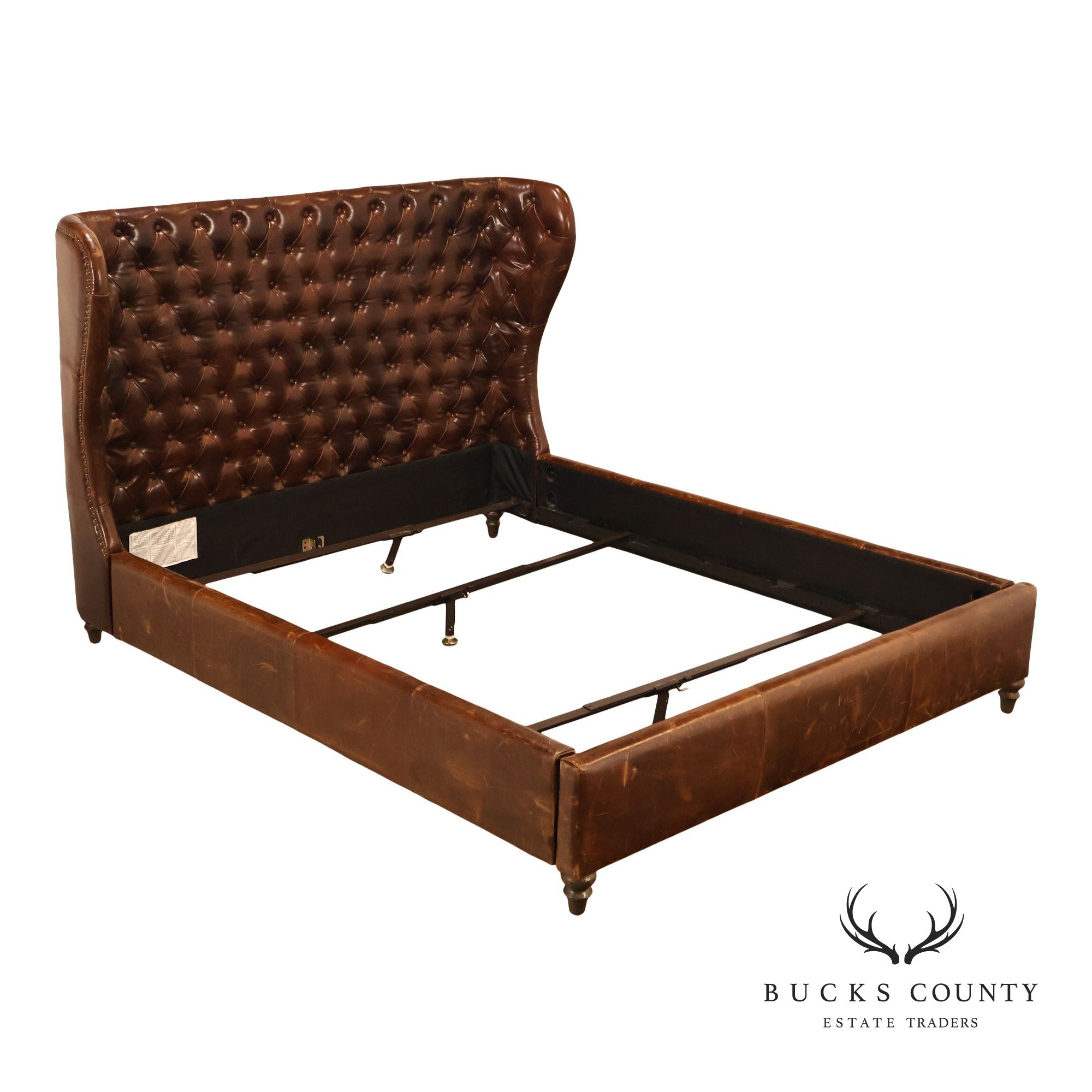 Restoration Hardware 'Churchill' Tufted Leather Queen Bed
