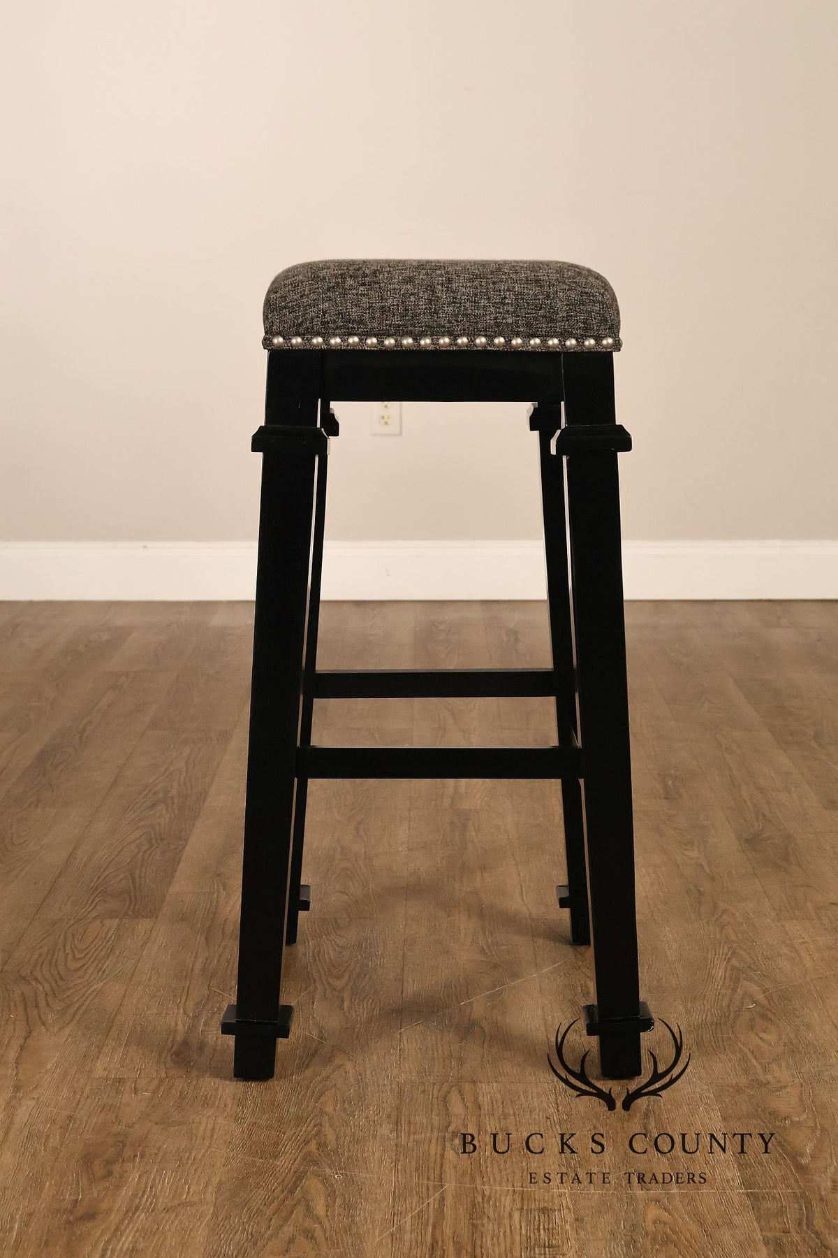 Linon Home Decor Set Of 4 Black Wood Upholstered Counter Stools