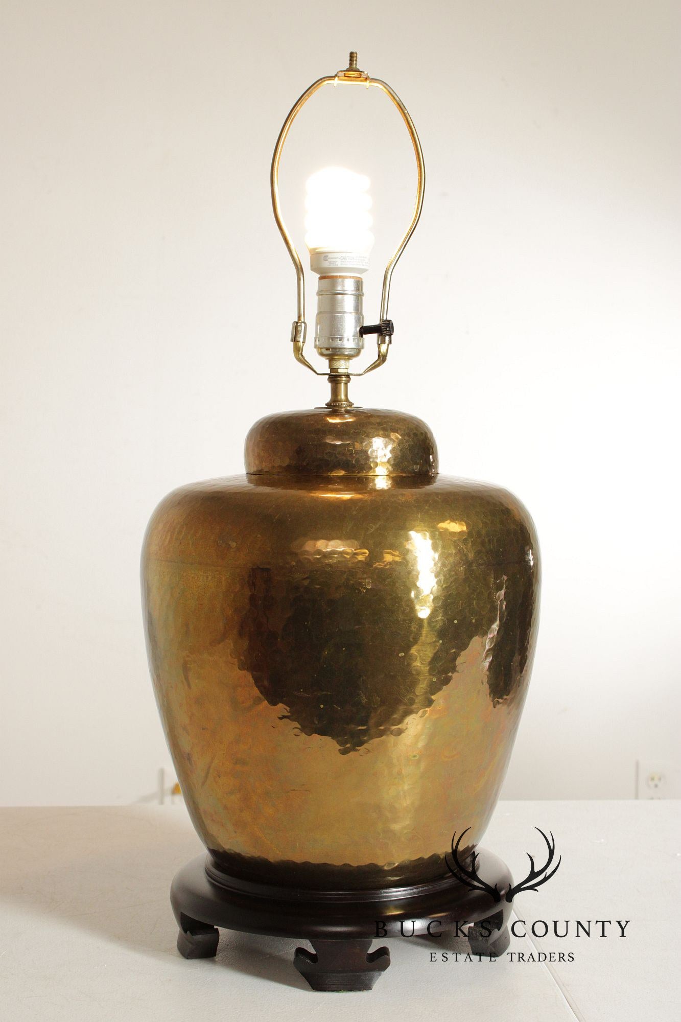 Hollywood Regency Style Hammered Brass Table Lamp