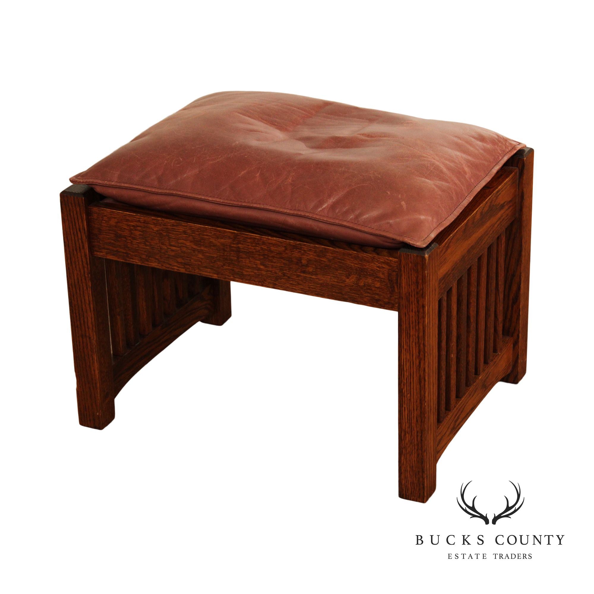 The Michaels Company Mission Style Oak and Leather Footstool