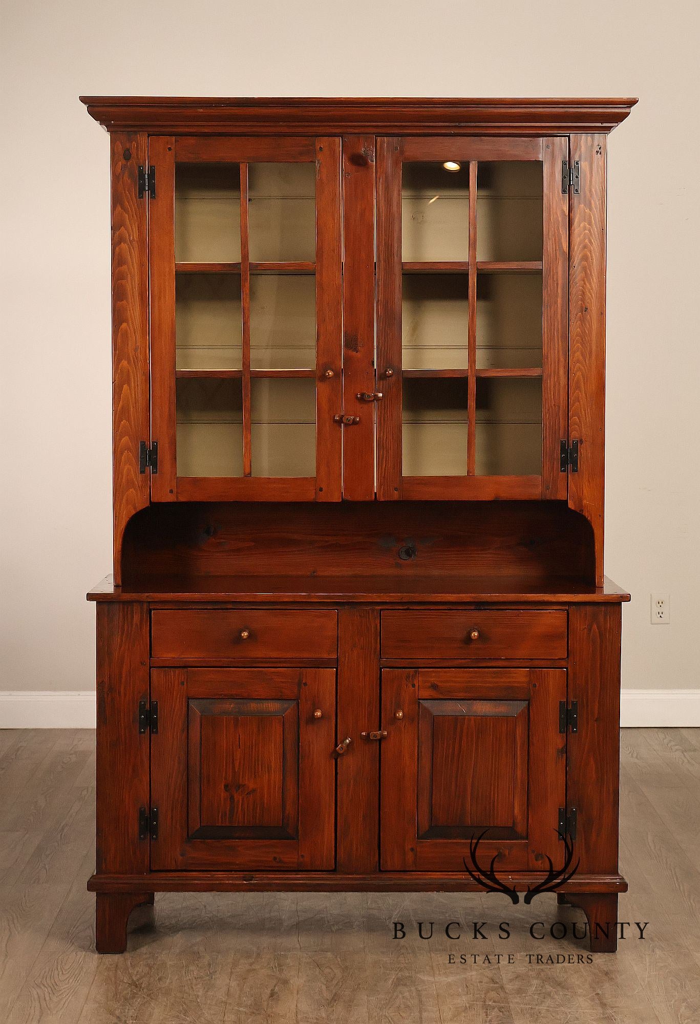 Stephen Von Hohen Pine Two Piece Stepback Cupboard