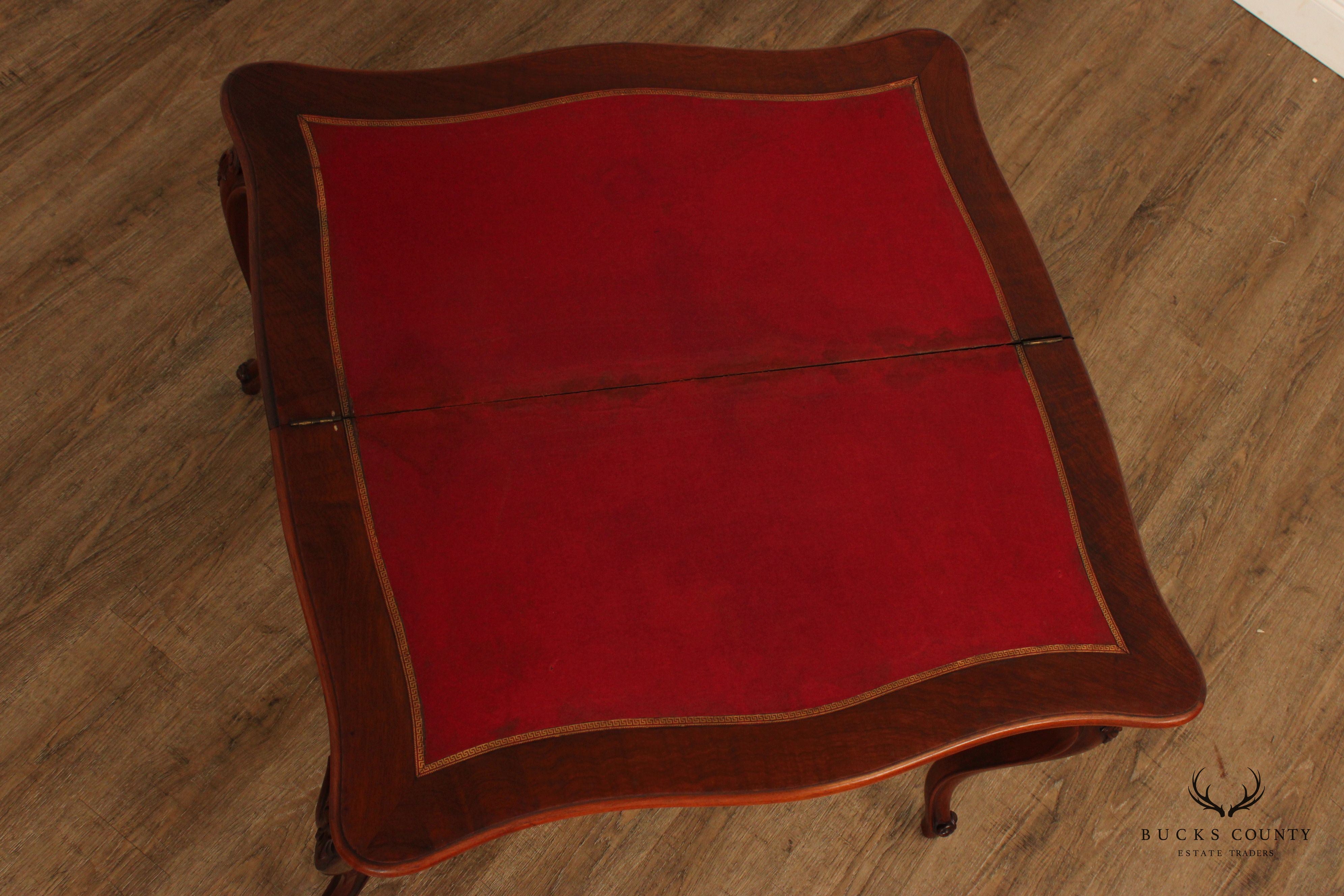 Antique French Louis XV Style Walnut Folding Card Table