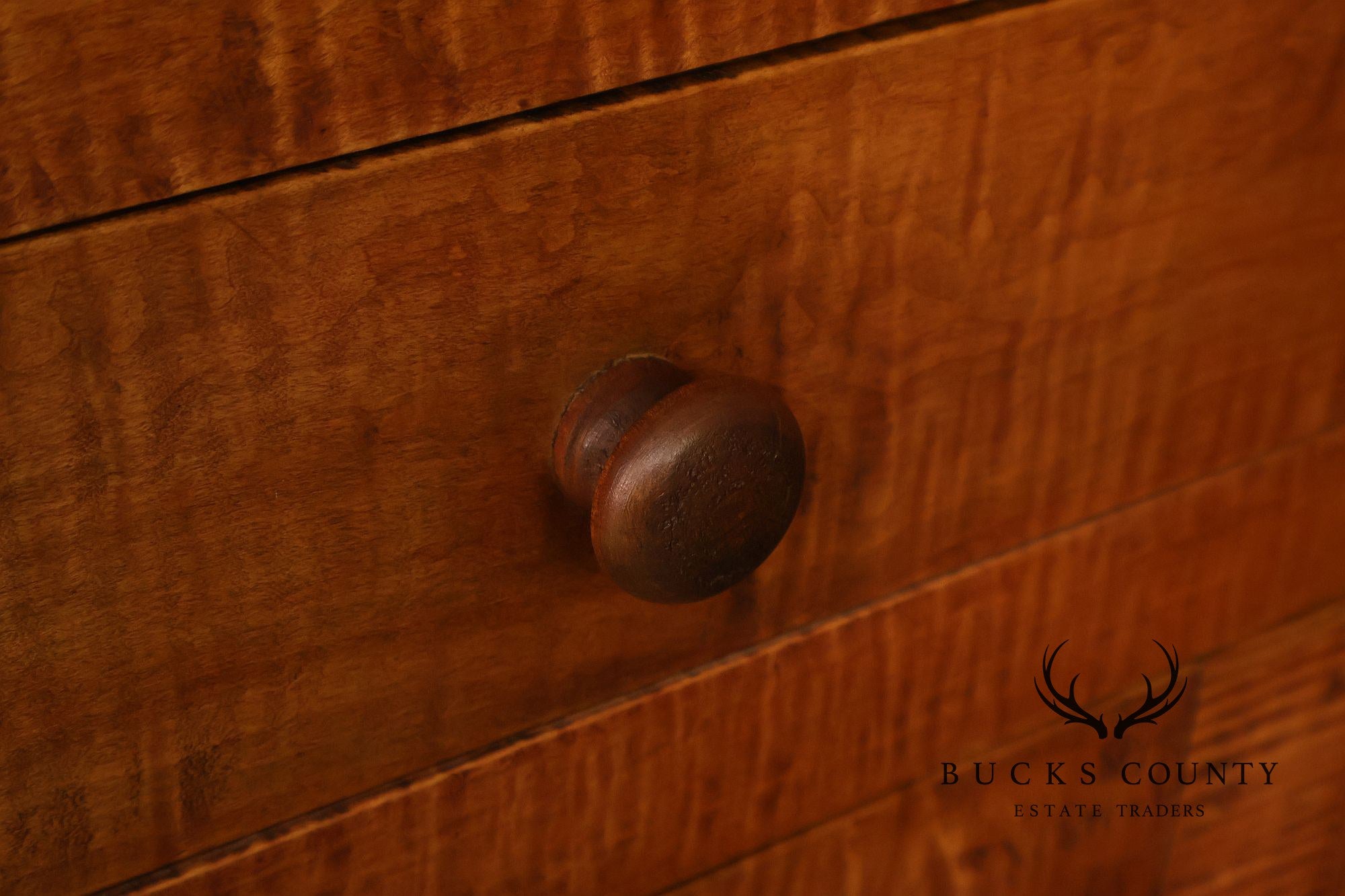 Bench Made Tiger Maple And Cherry Two Piece Stepback Hutch Cabinet