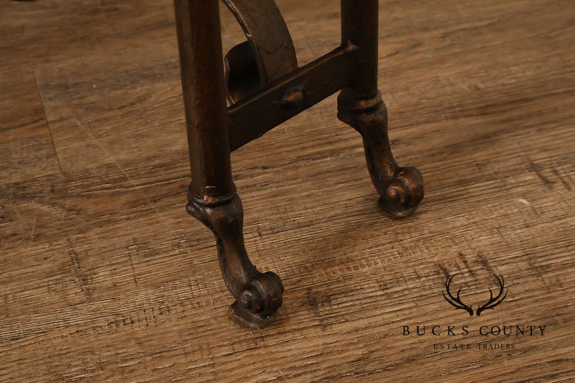 Vintage Hollywood Regency Wrought Iron Glass Top Occasional Table