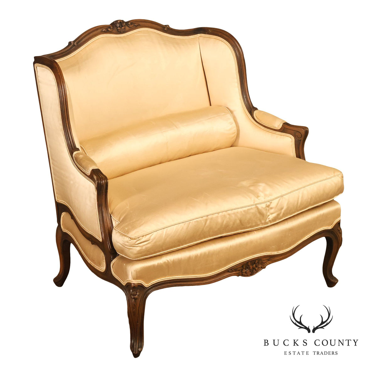 French Louis XV Style Wingback Bergere Chair