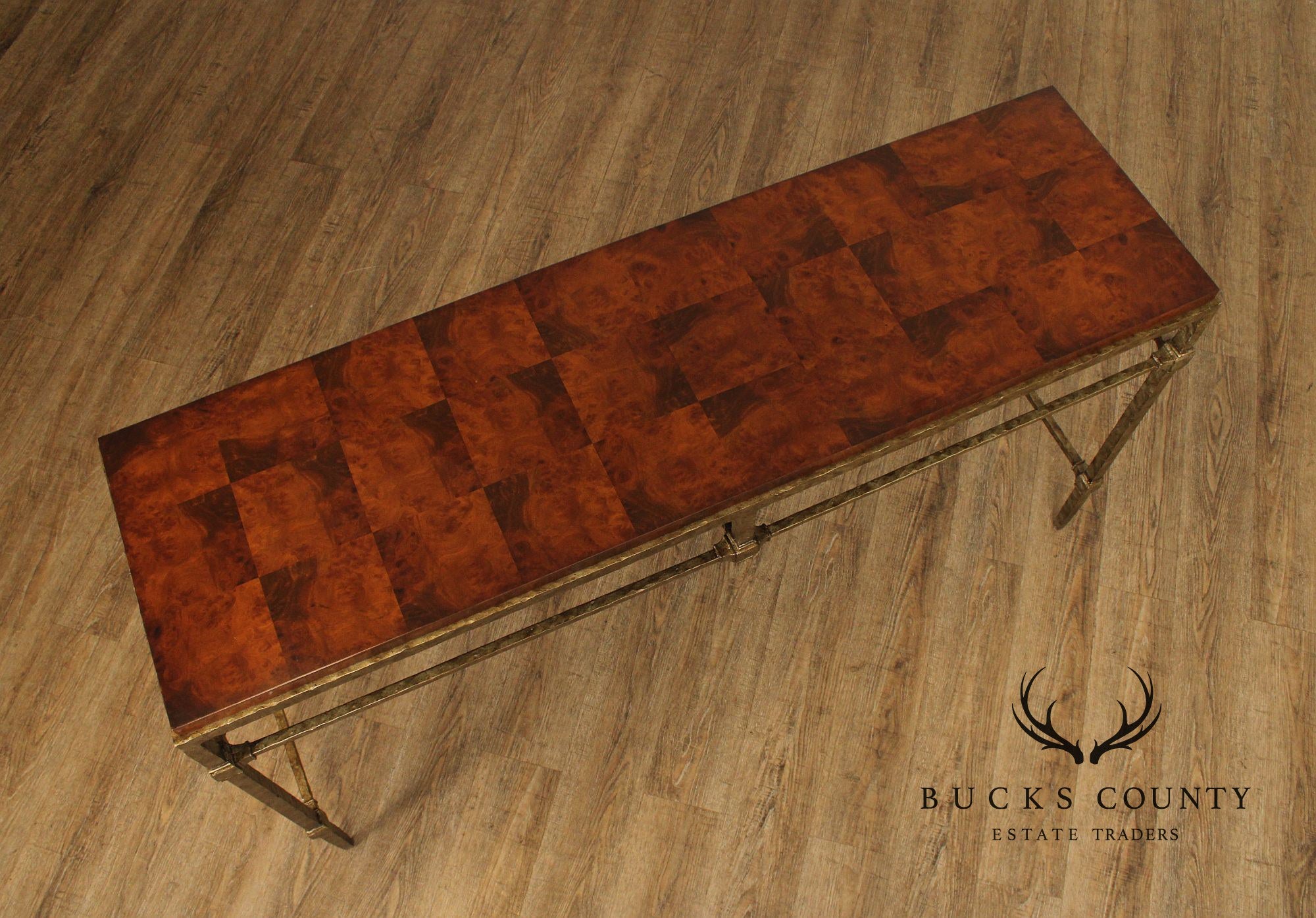 Harden Modern Iron and Burl Wood Console Table