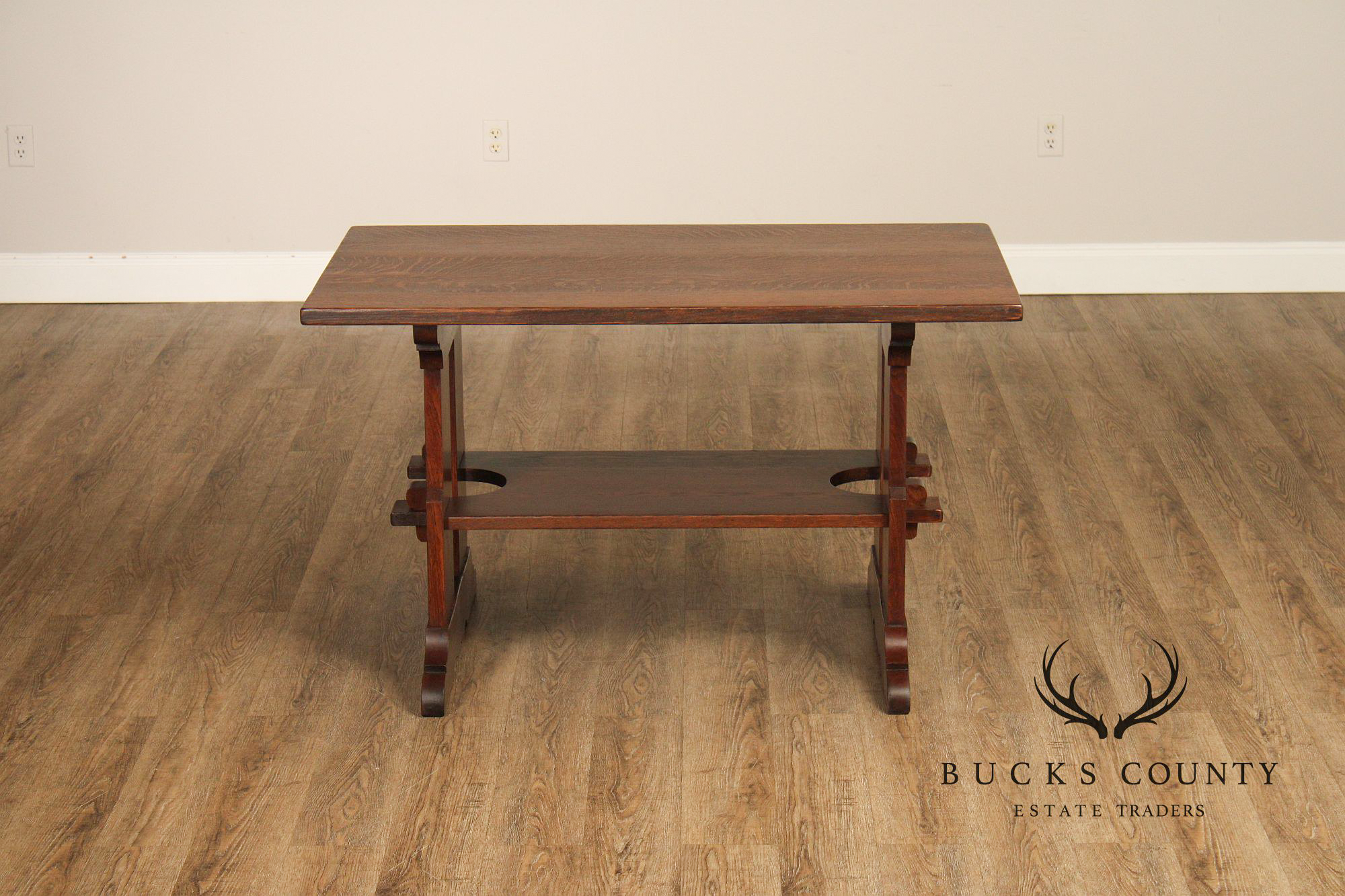 L. & J.G. Stickley Antique Mission Oak Trestle Table #593