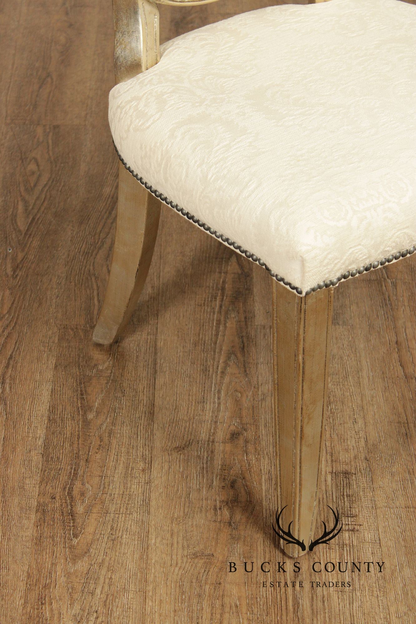 Henredon Set of Four Silver Leaf Side Dining Chairs