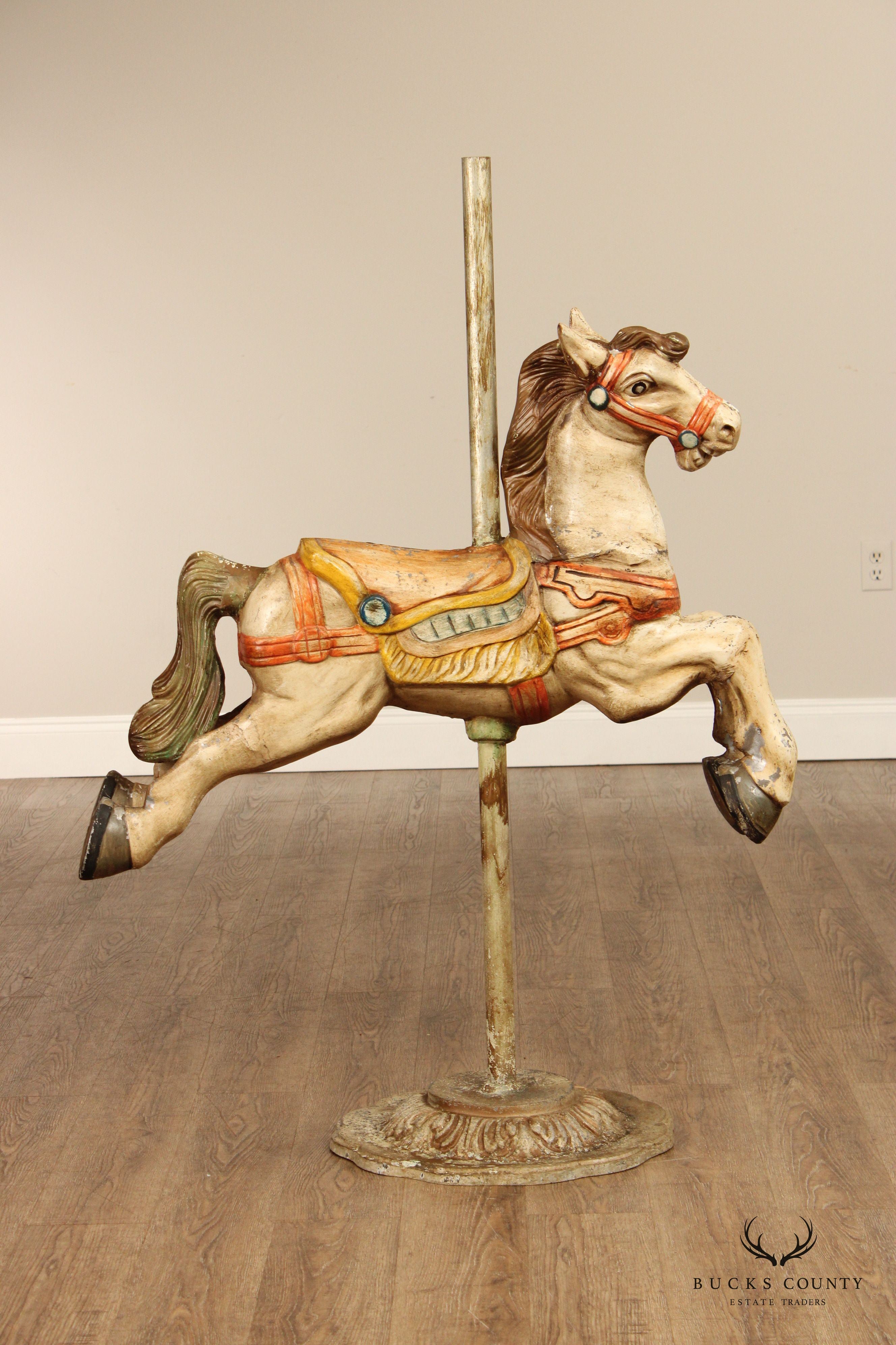 Vintage Painted Cast Aluminum Carousel Horse