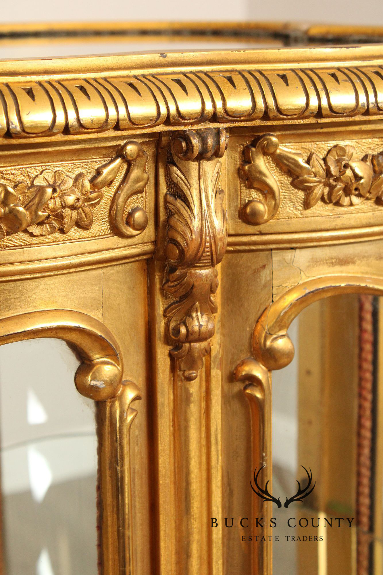 Rococo Style Giltwood Curio Cabinet With Glass Panels