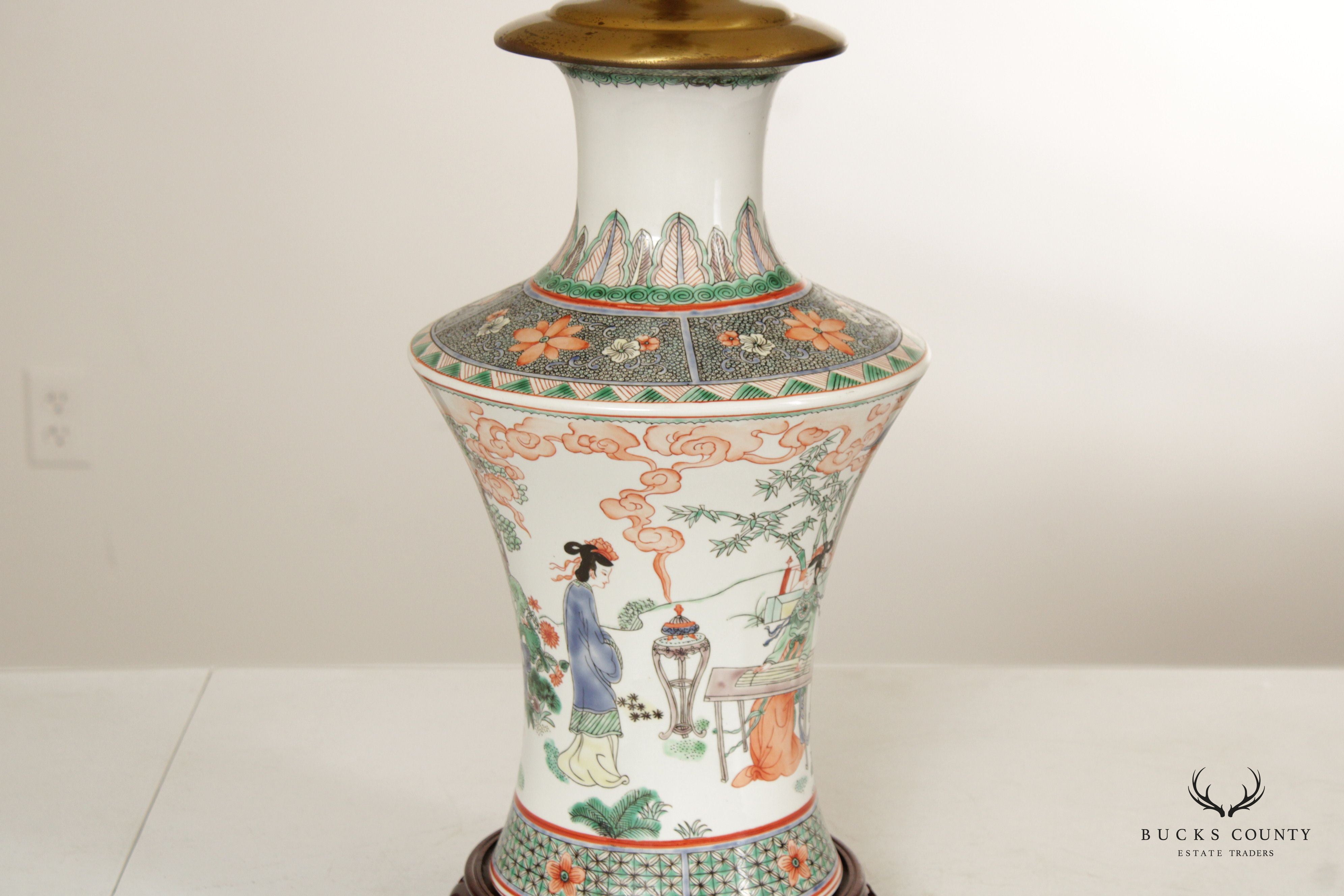 Chinese Enameled Porcelain Vasiform Table Lamp