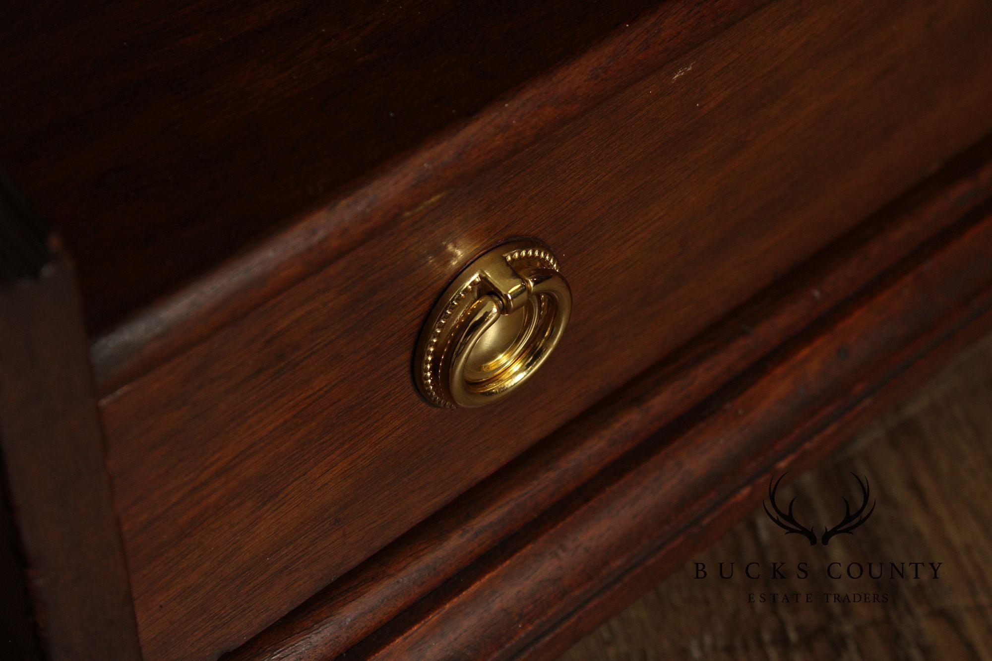 Vintage Georgian Style Narrow Mahogany Waterfall Open Bookcase With Drawer