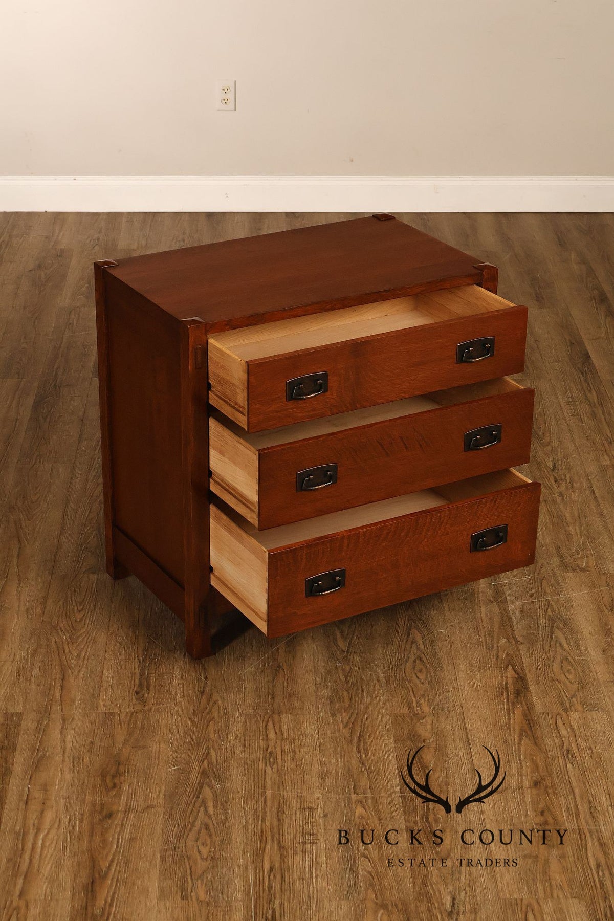Stickley Mission Collection Pair Of Oak Three-Drawer Chests