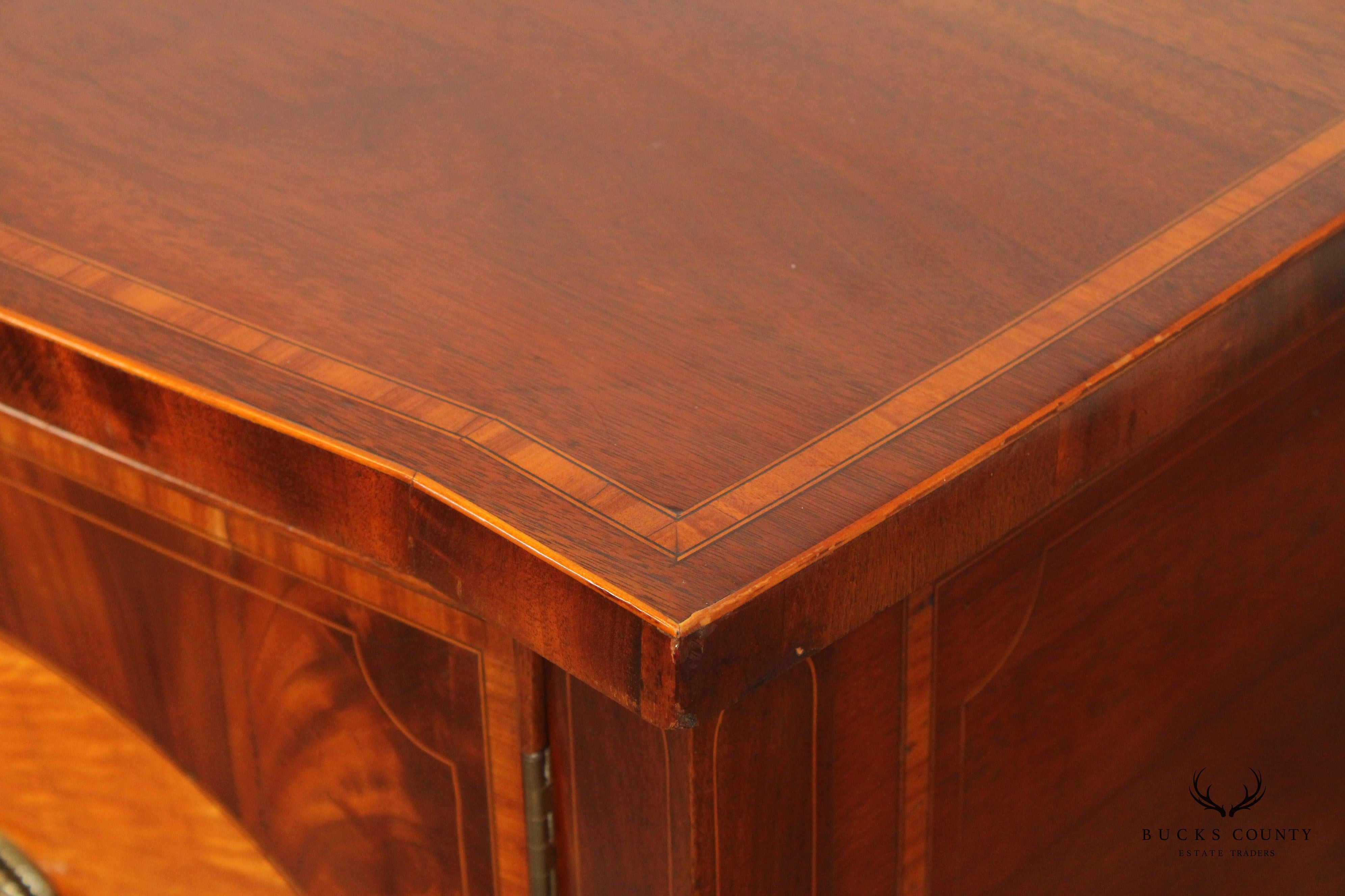 Antique English Federal Inlaid Mahogany Bowfront Sideboard