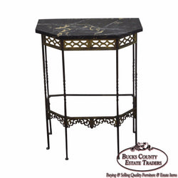 1930s Bronze & Iron Marble Top Console w/ Mirror (possible Oscar Bach)