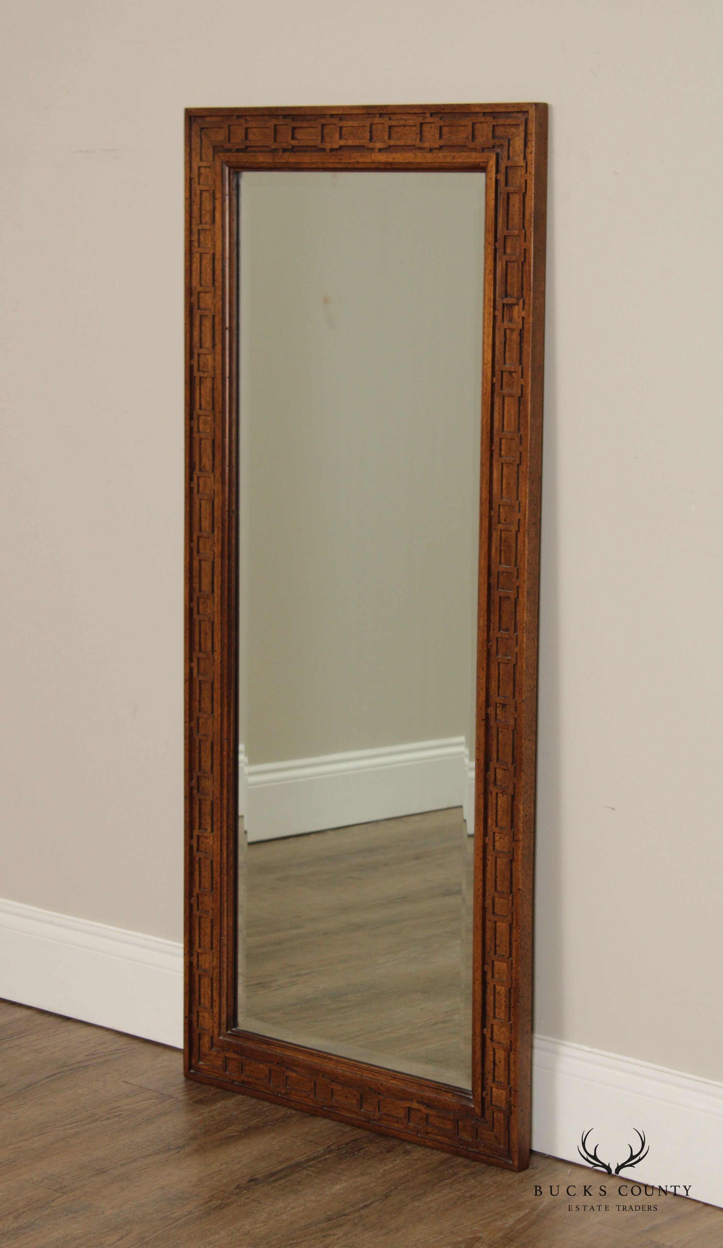 Century Furniture Chinese Chippendale Style Vintage Pair Of Rectangular Beveled Wall Mirrors