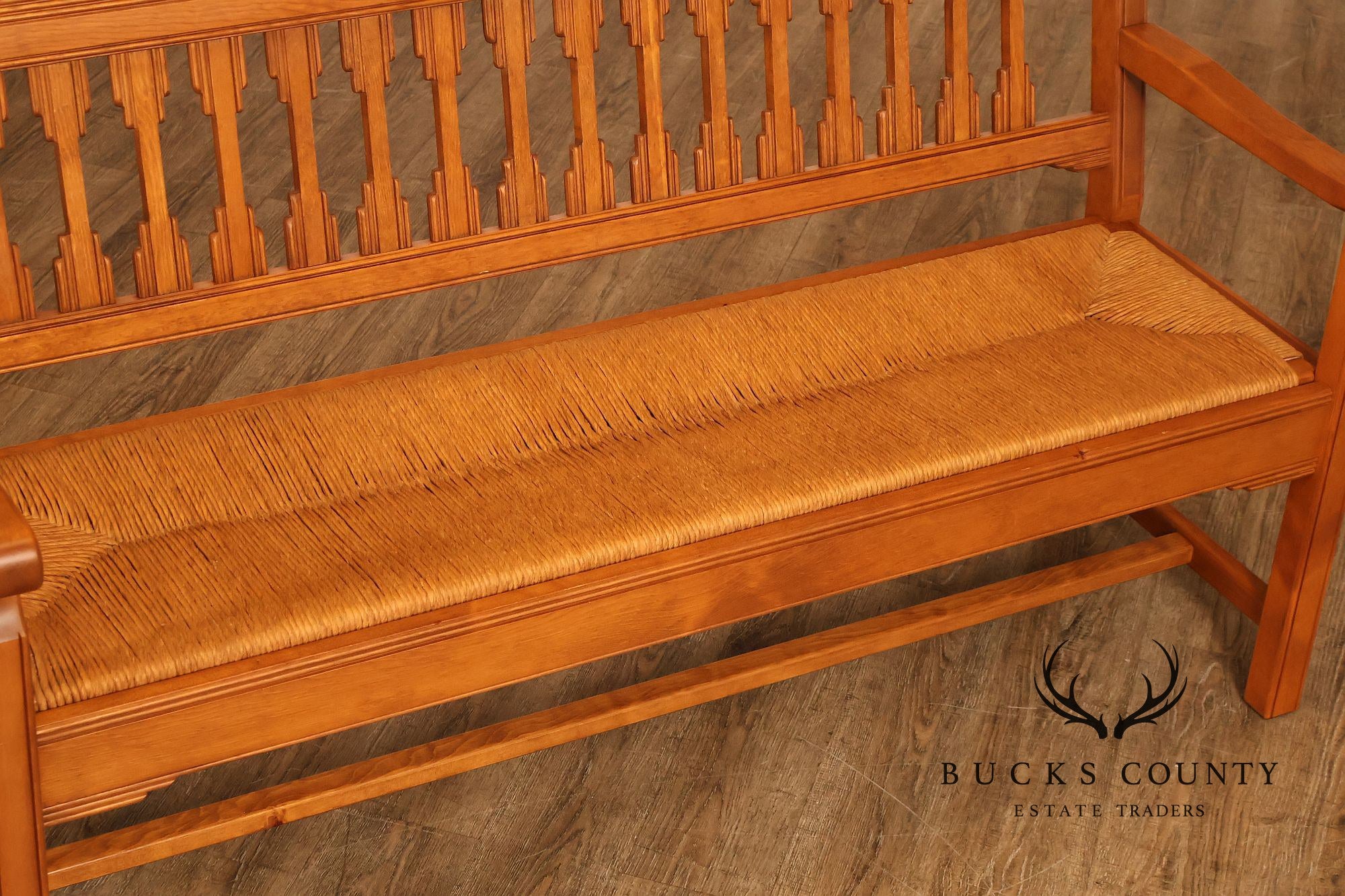 Vintage Southwestern Style Rush Seat Bench