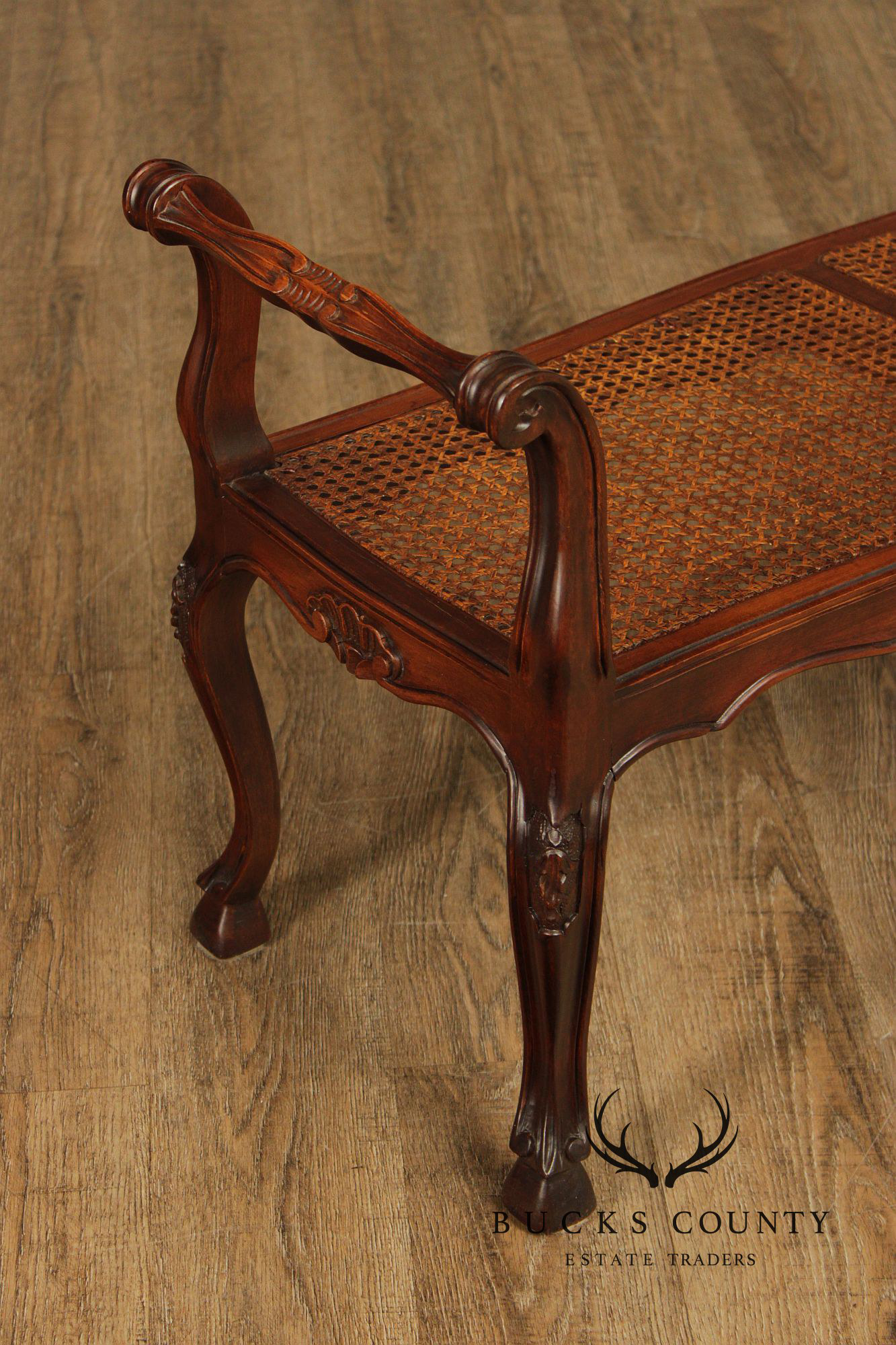 Italian Provincial Style Cane Seat Bench