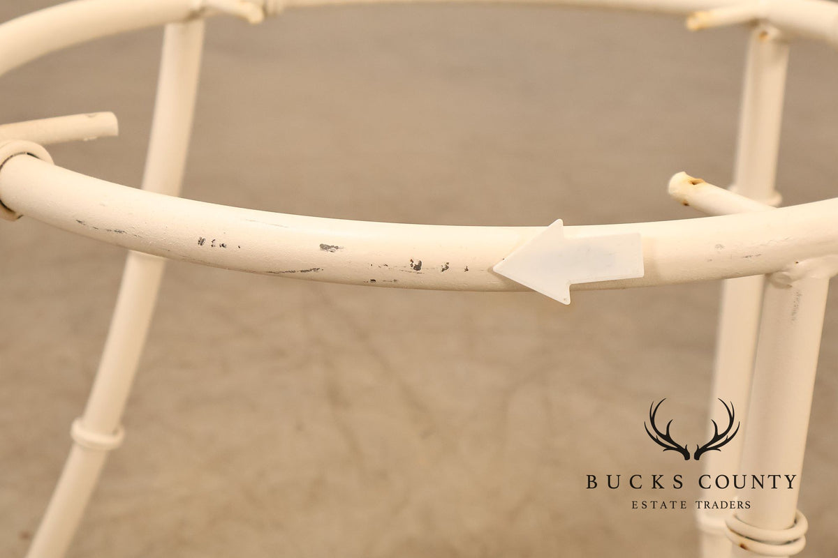 Vintage White Painted Wrought Iron Outdoor Chair Frame
