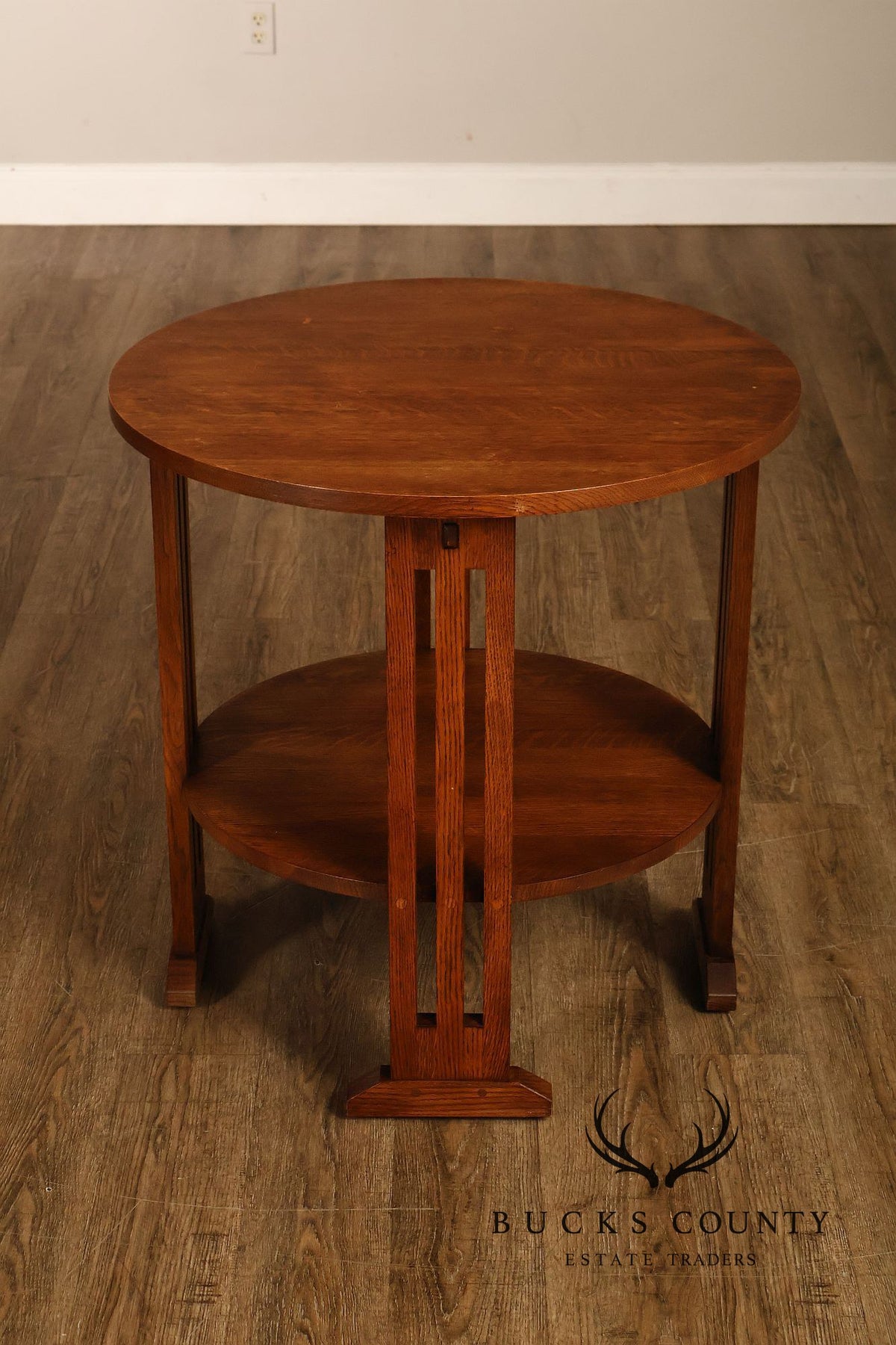 Stickley Mission Collection Oak Round Lamp Table