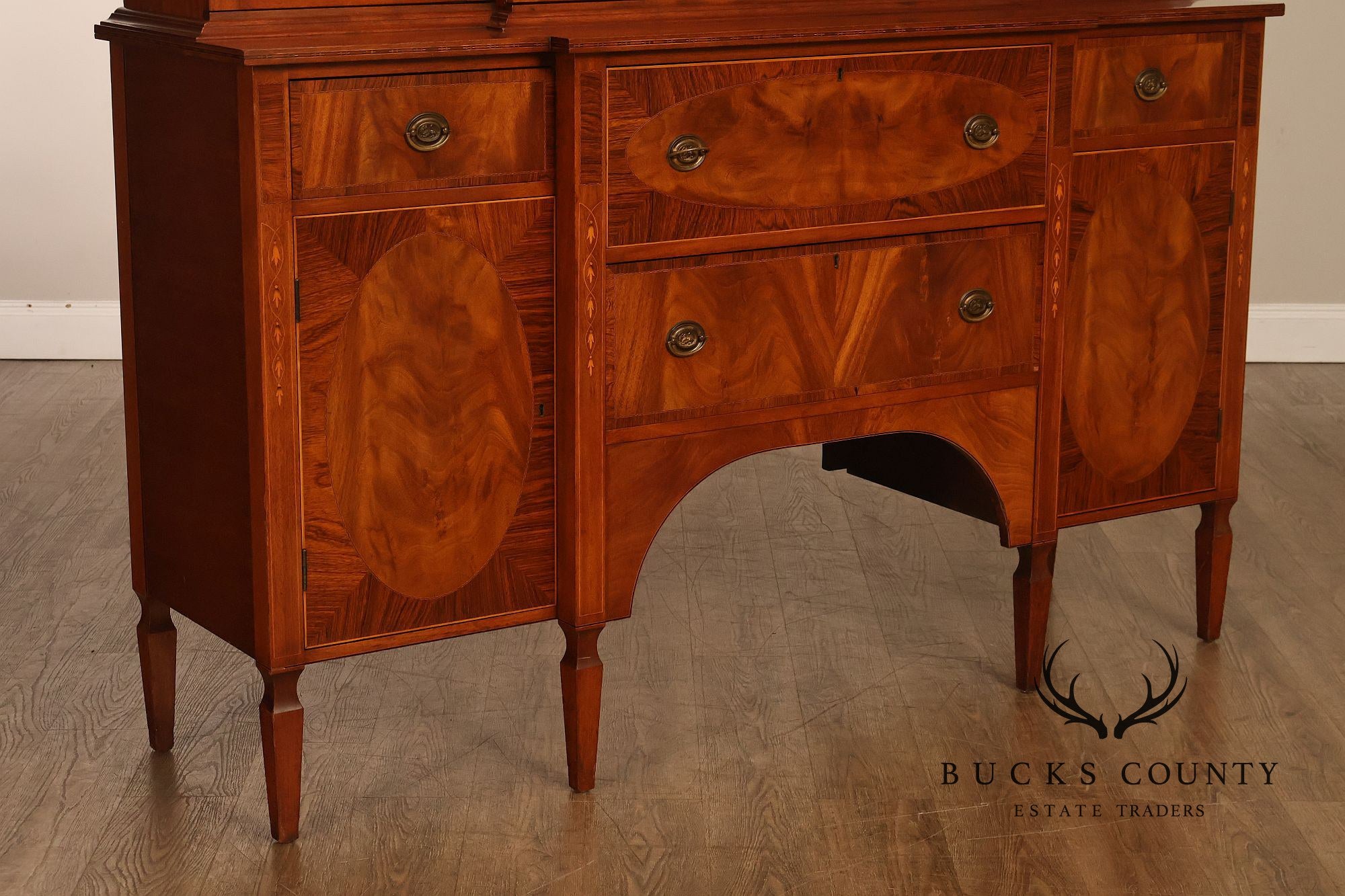H. Sacks & Sons Marlboro Manor Federal Style Vintage Mahogany Breakfront Bookcase