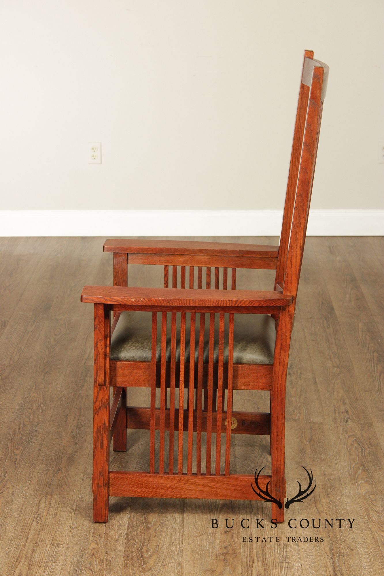 Stickley Mission Collection Pair of Oak Spindle Armchairs
