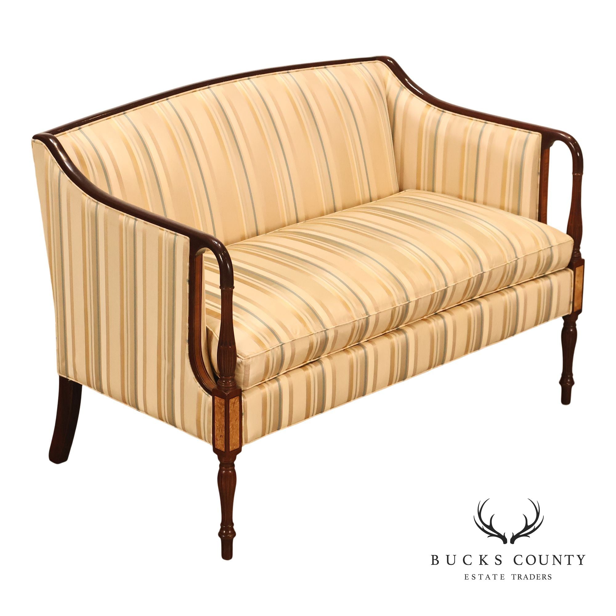 Southwood Sheraton Style Inlaid Mahogany Loveseat