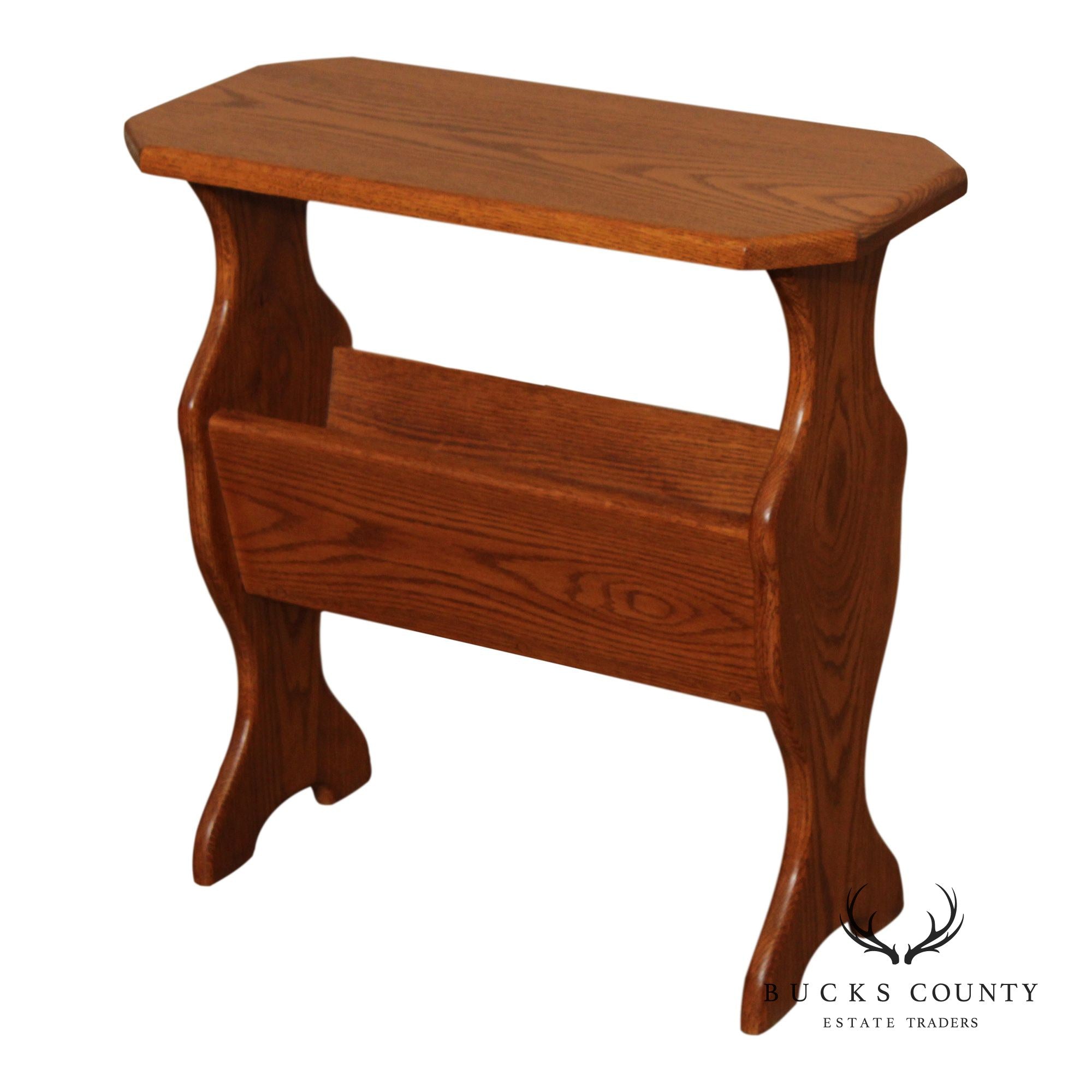 Vintage Oak Magazine Rack Side Table