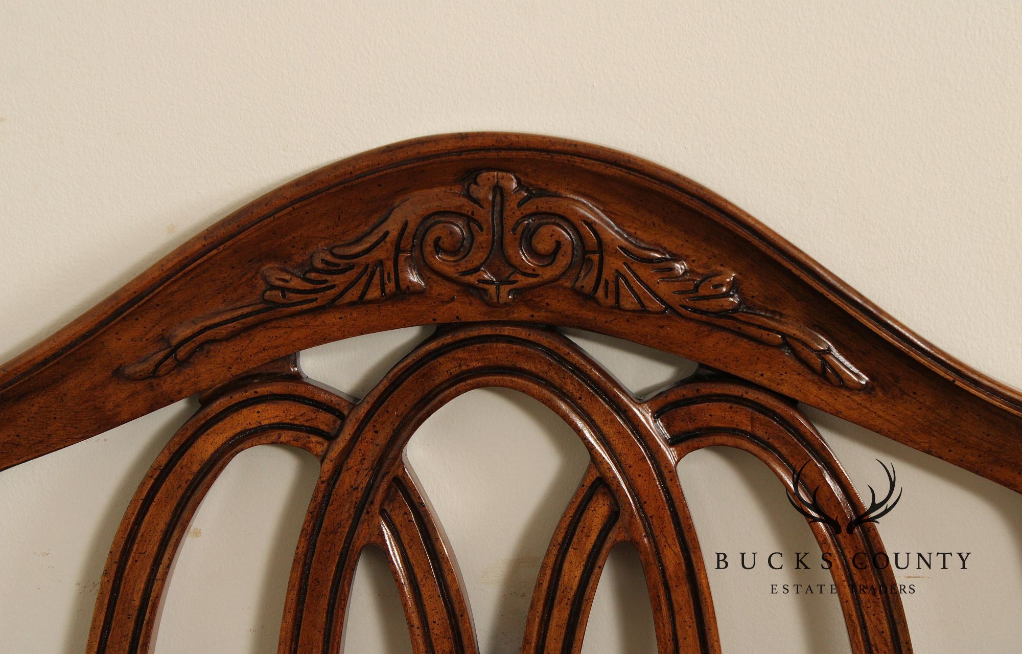 French Provincial Style Vintage Walnut King Headboard By White Furniture Co.