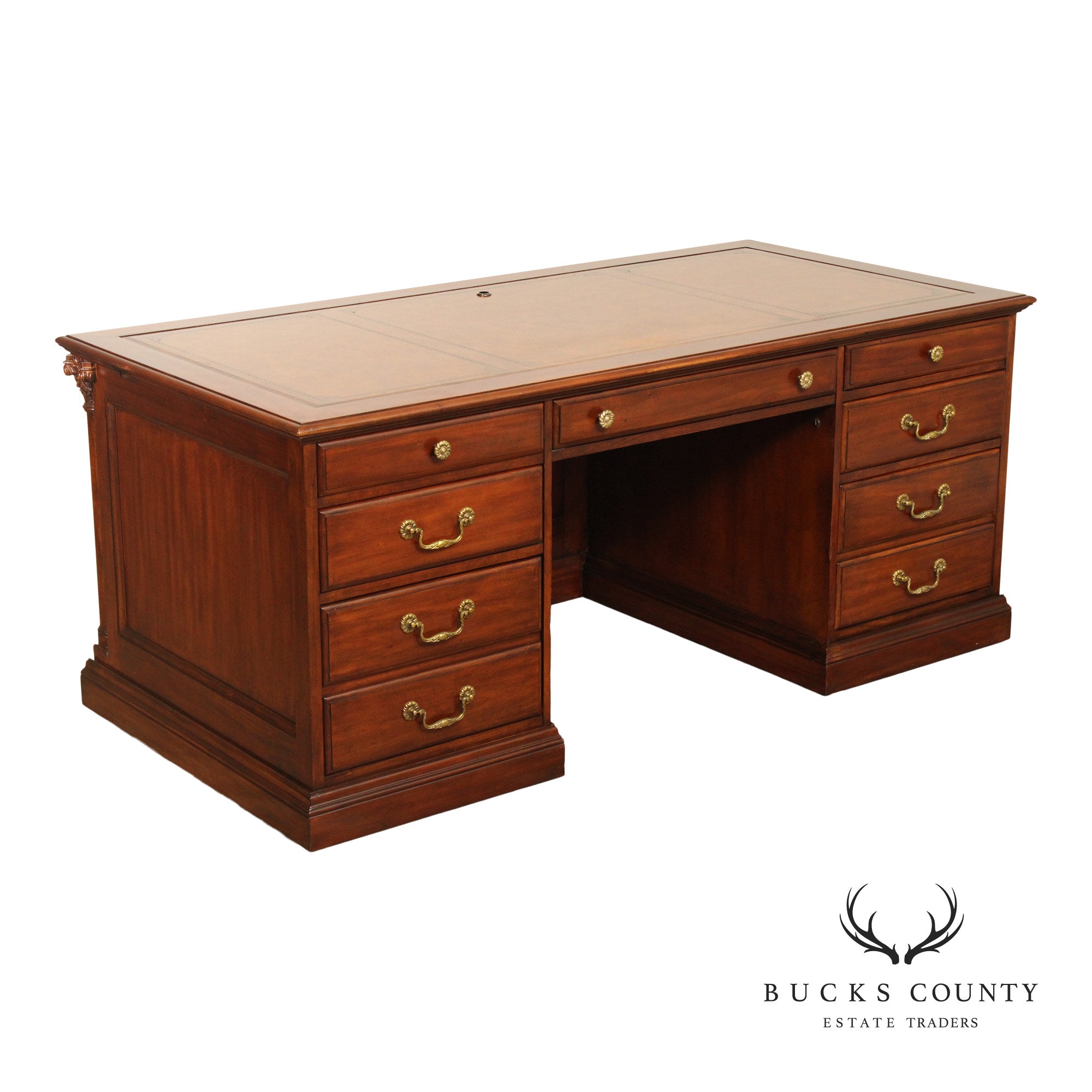 Sligh 'The Ellis Line' Mahogany Leather Top Executive Desk