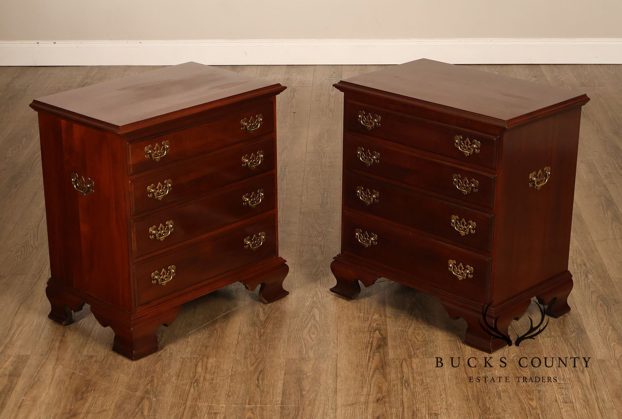 Ethan Allen Georgian Court Collection Pair Of Cherry Nightstands