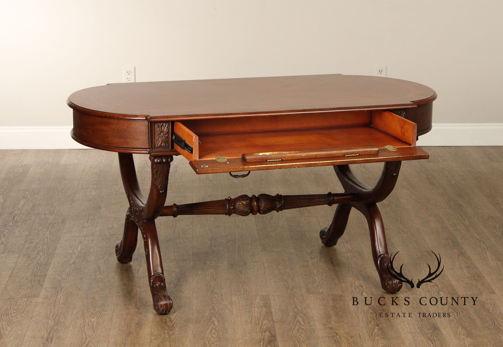 English Regency Style Inlaid Mahogany Writing Desk