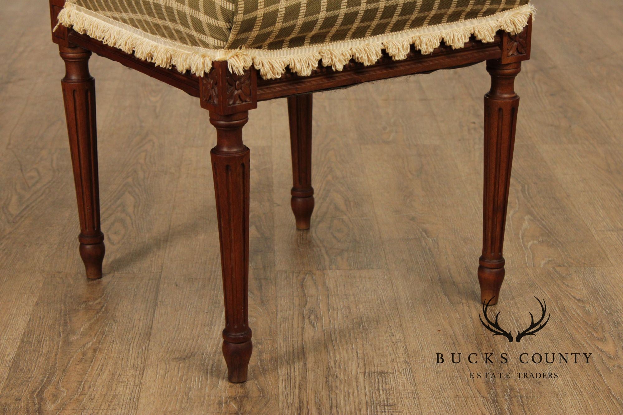 French Louis XVI Style Set Of Four Carved Walnut Dining Chairs