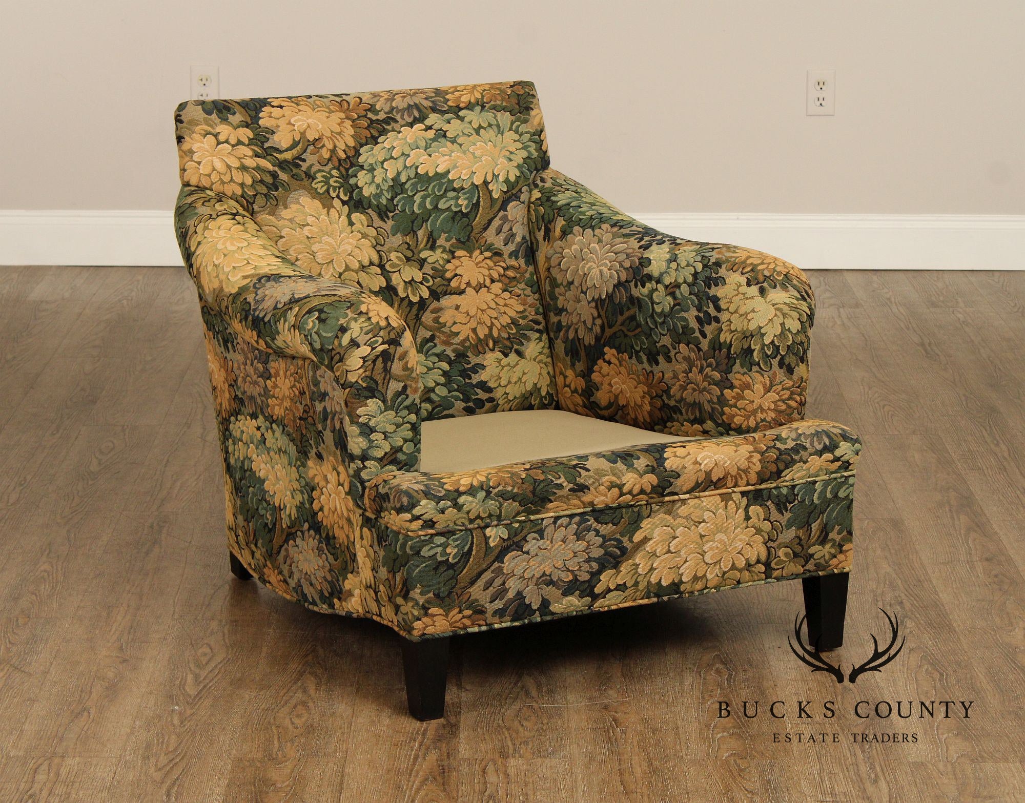 Quality Tapestry Upholstered Lounge Chair and Ottoman