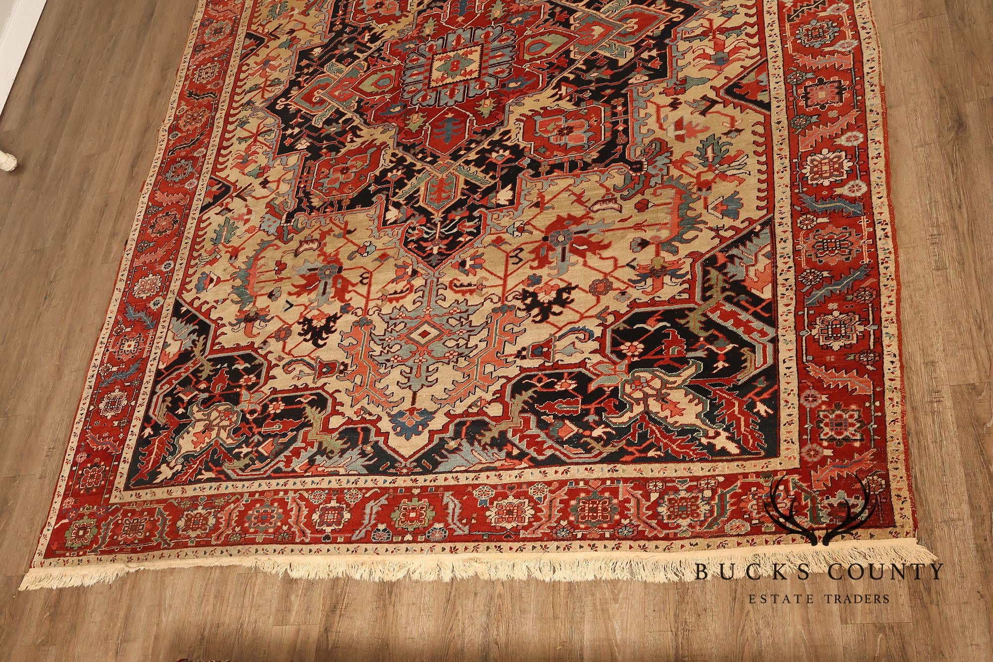 Antique Persian Heriz Hand-Knotted Area Rug – 9'1" x 12'10"