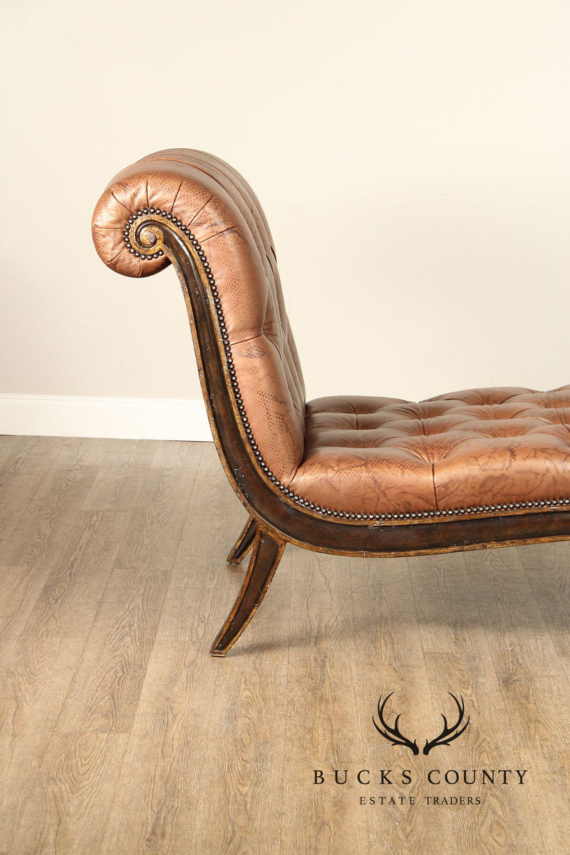 Marge Carson Tufted Leather Chaise Lounge