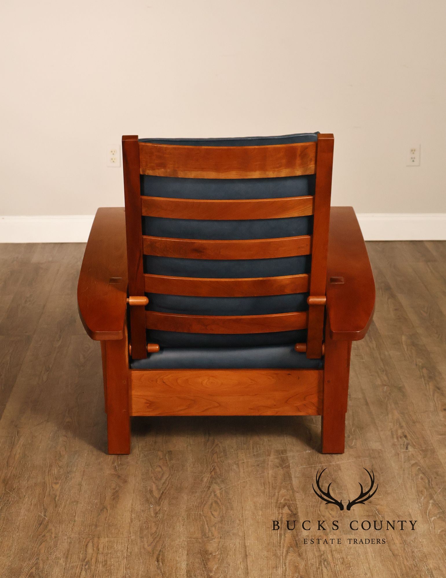 Stickley Mission Collection Cherry Bow Arm Morris Chair and Ottoman