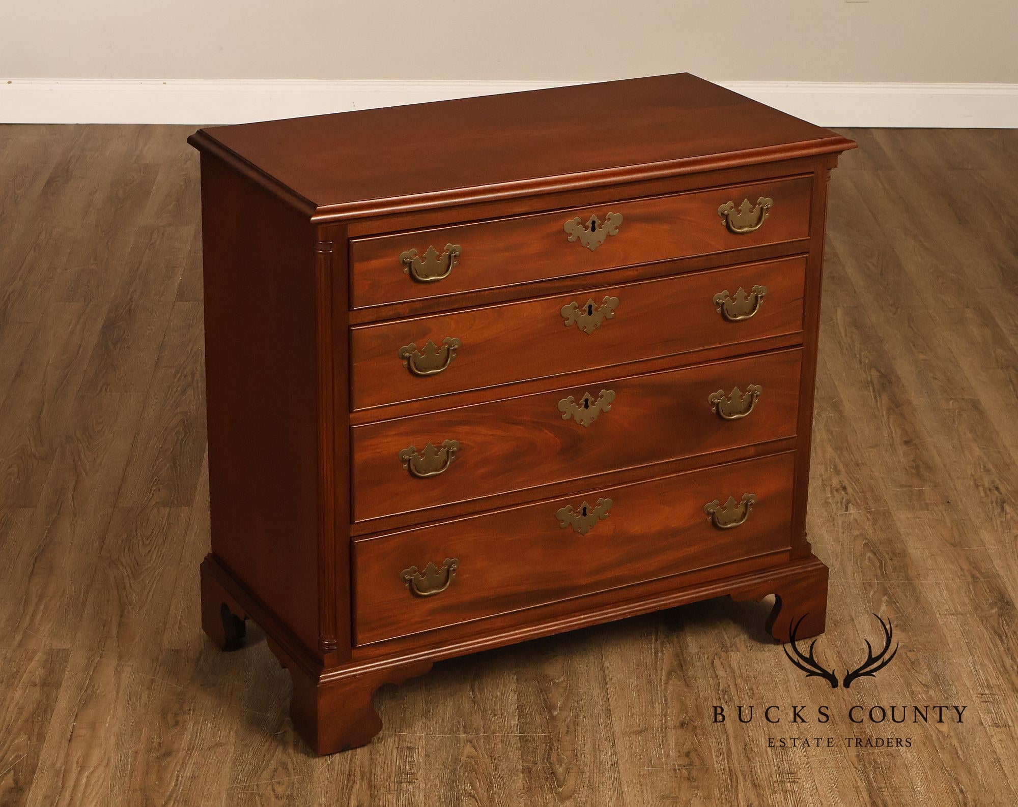 Custom Made 4 Drawer Mahogany Chippendale Style Chest of Drawers