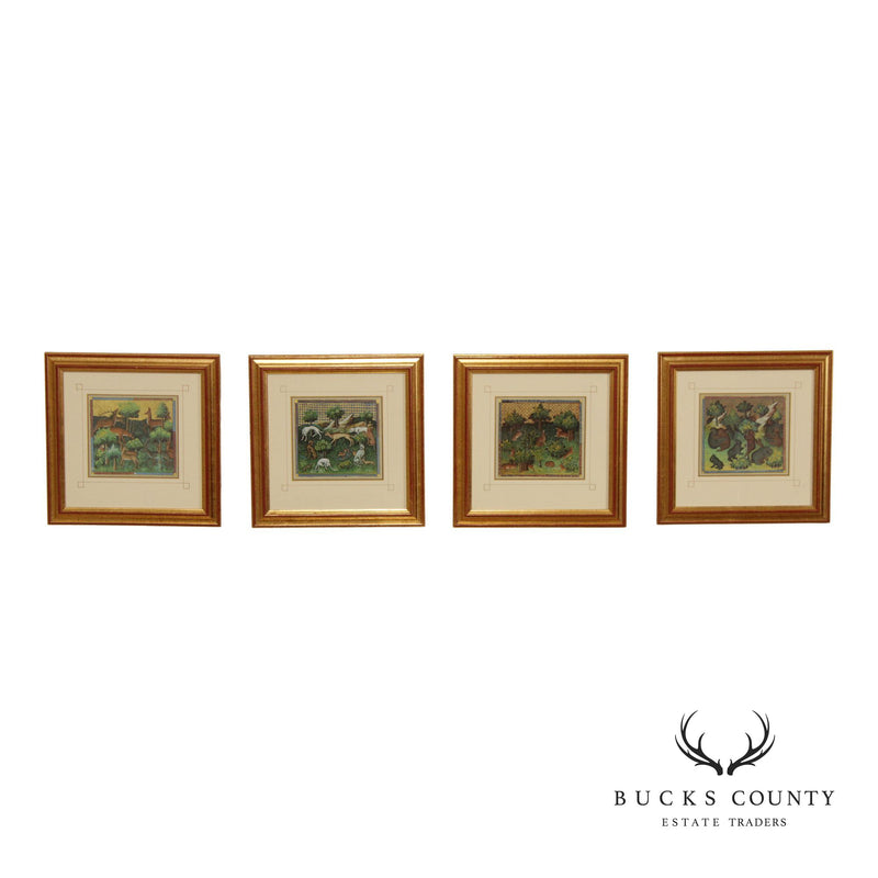 Set of Four Framed Wildlife Prints from 'Le Livre de la Chasse'