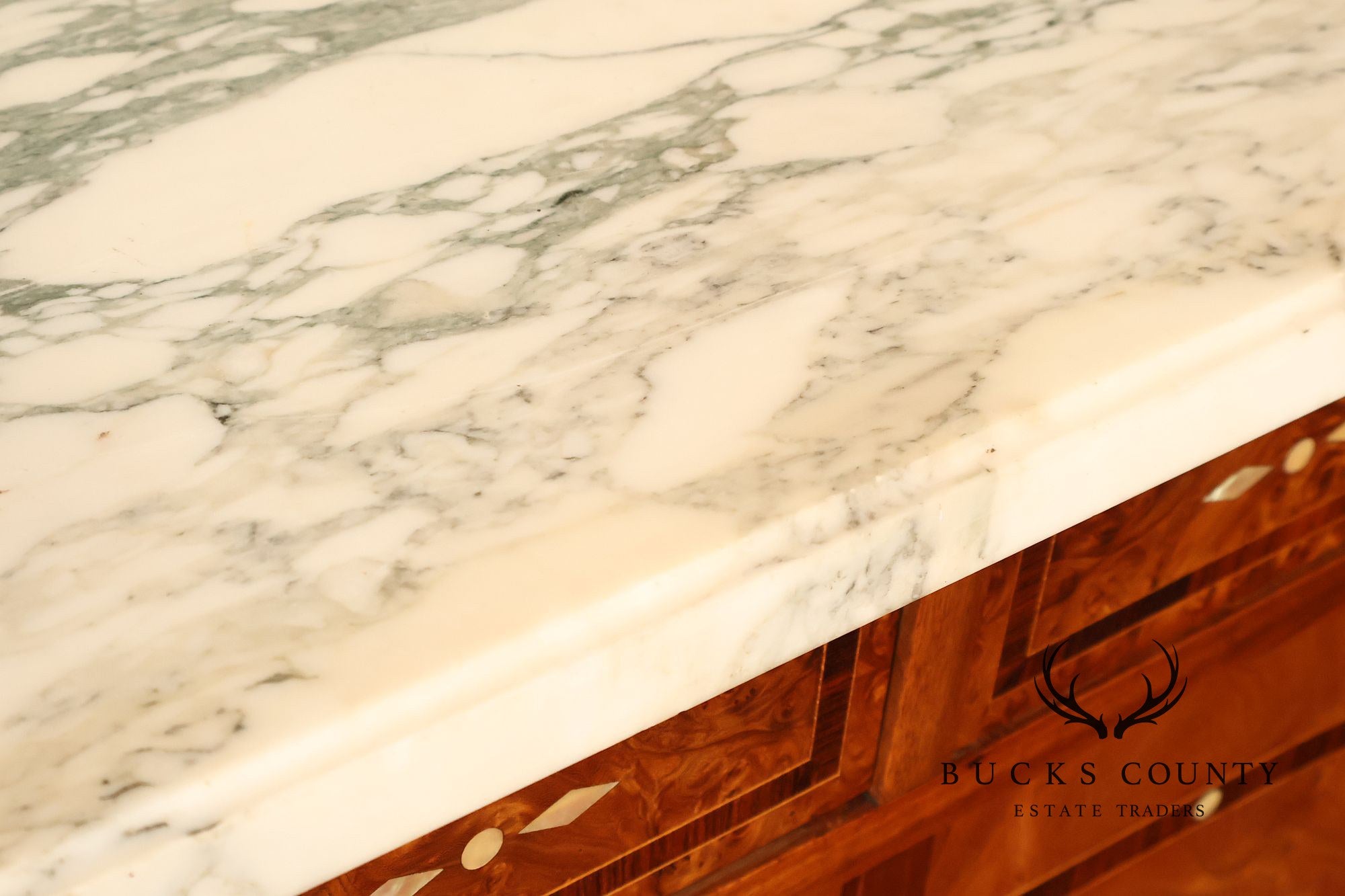 French Belle Époque Art Nouveau Burled Walnut Marble Top Sideboard With Display Cabinets