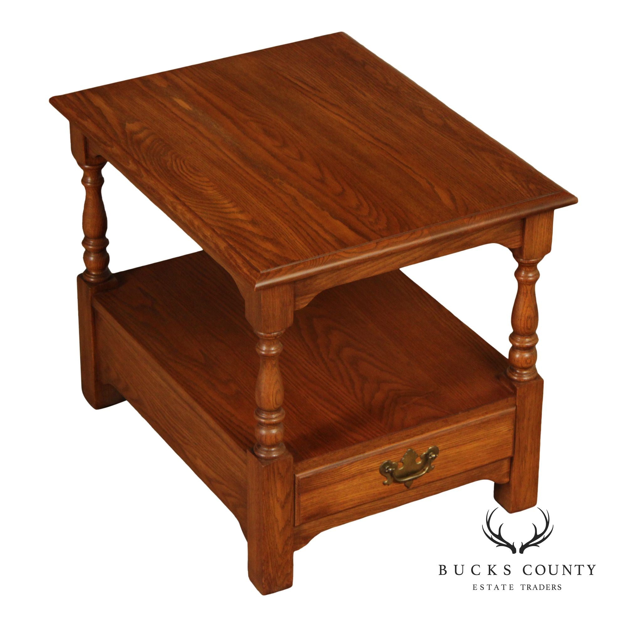 Pennsylvania House Solid Oak Two Tier End Table With Drawer