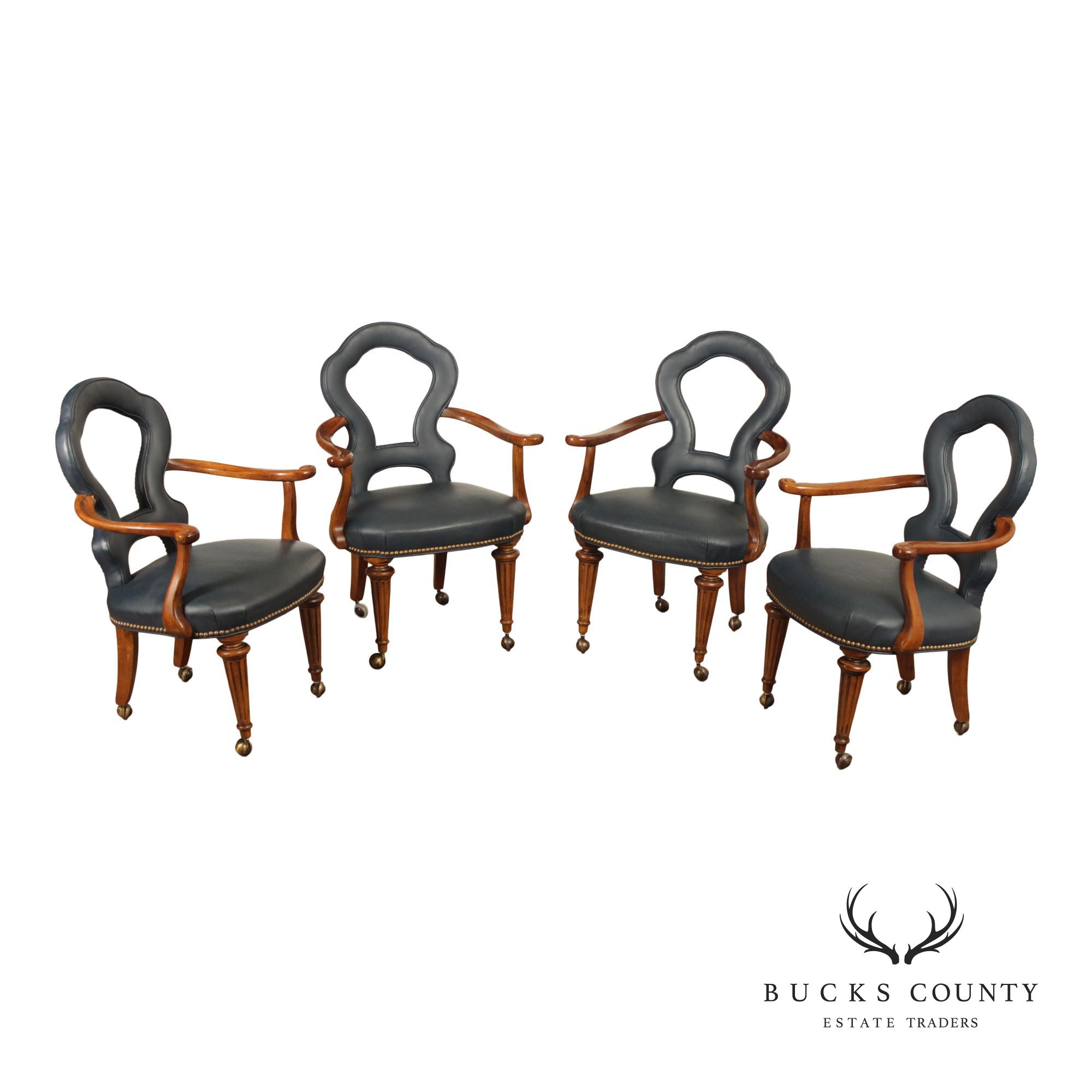 Century Furniture Set of Four Leather Armchairs
