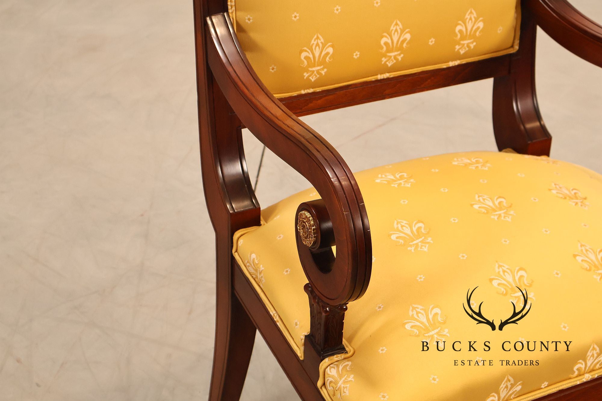 Neoclassical Empire Style Mahogany Open Armchair