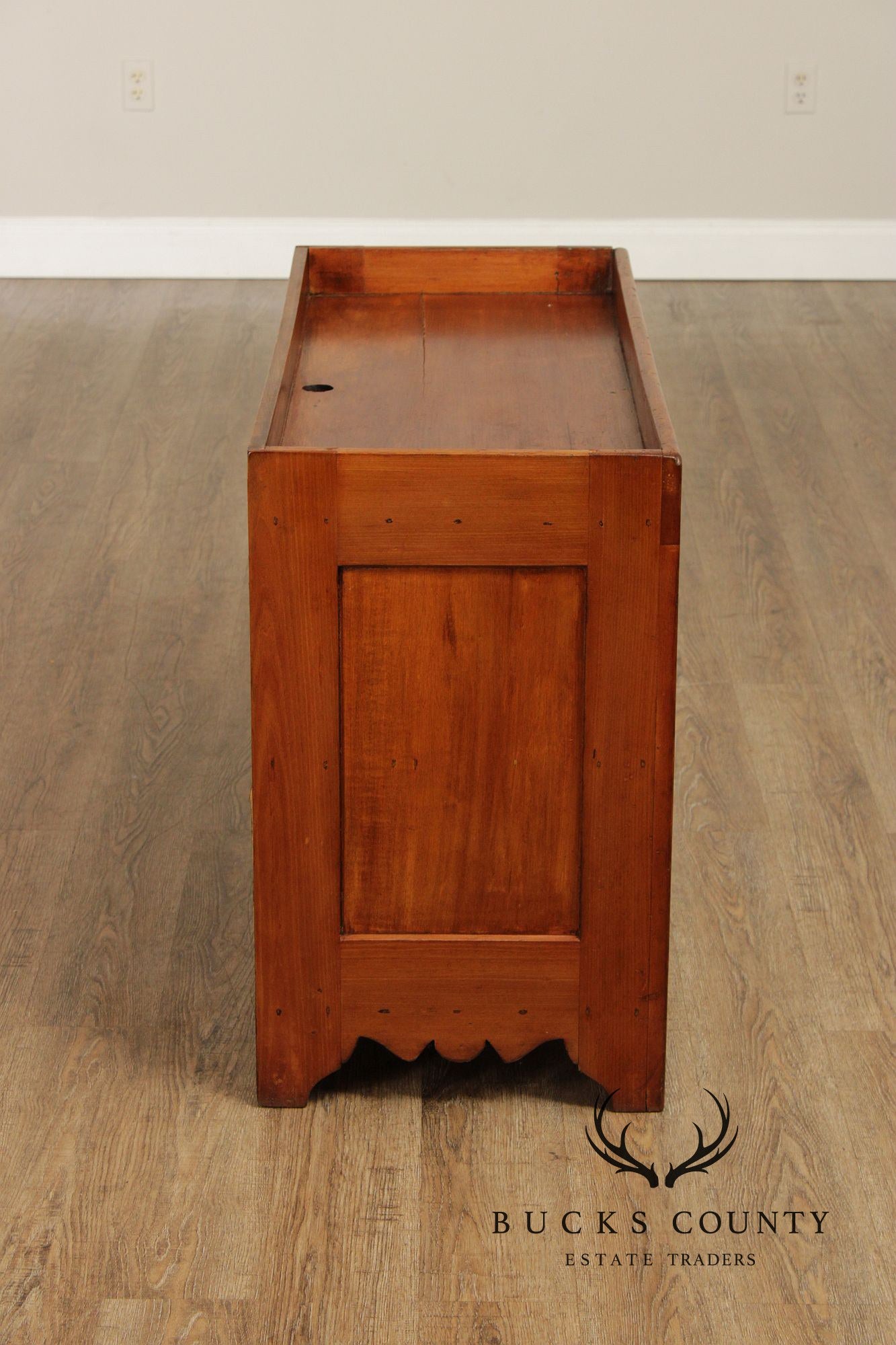 Antique 19th Century Solid Pine Dry Sink Cabinet With Porcelain Knobs
