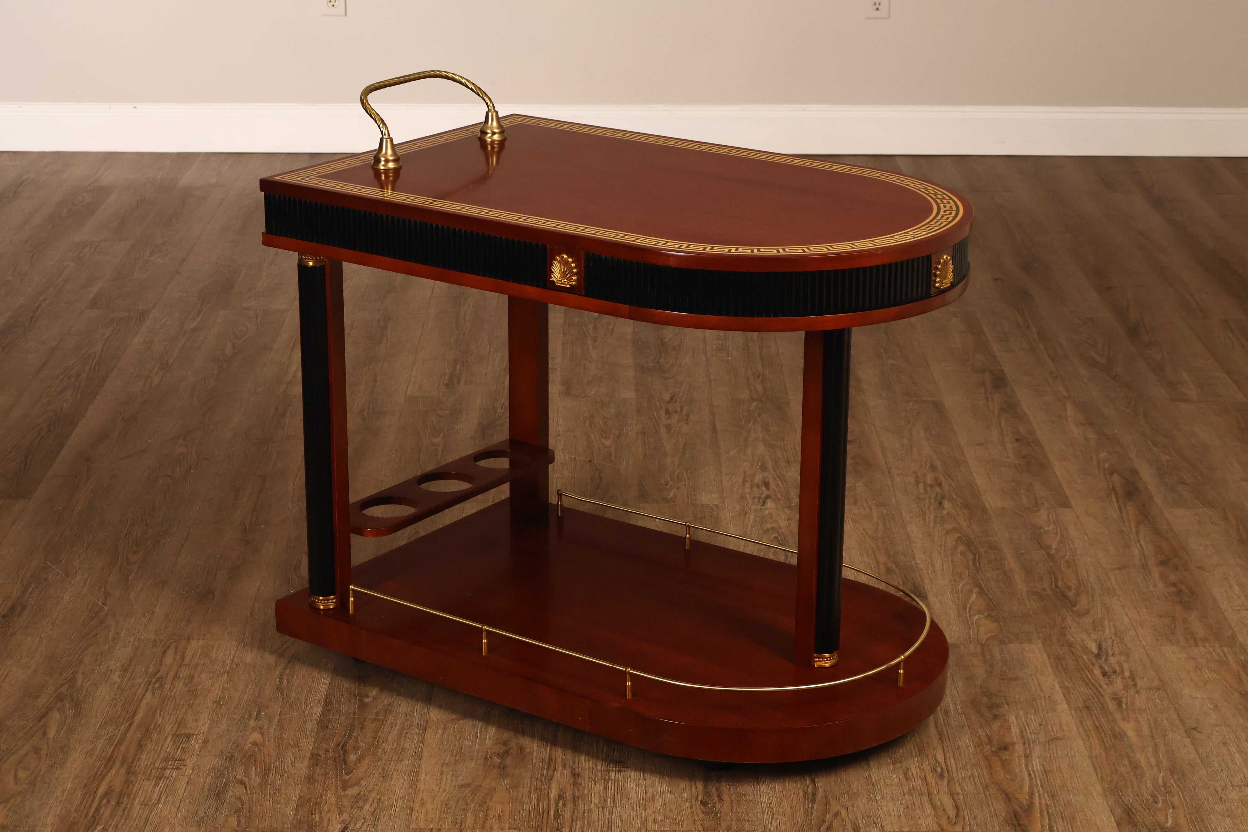 Rare Versace Infinity Gigasso bar cart greek inlay bronze and ebony