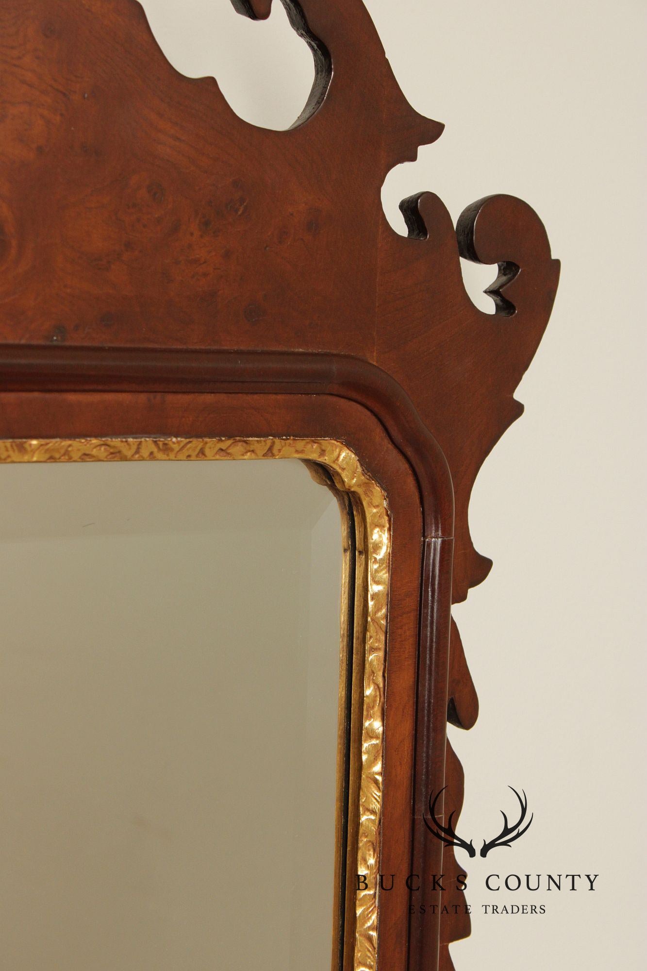 Friedman Brothers Colonial Williamsburg Burl Walnut Wall Mirror