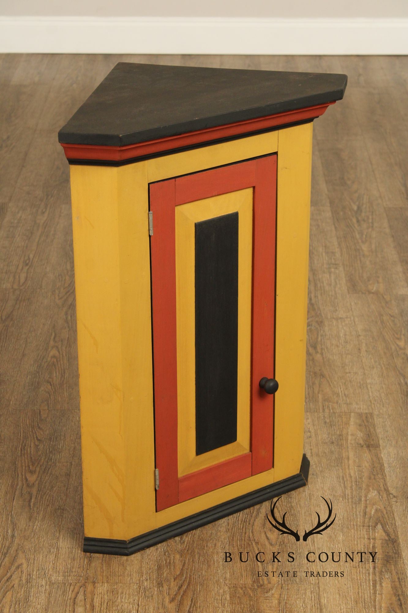 Pair Of Handcrafted Folk Art Painted Pine Corner Cabinets