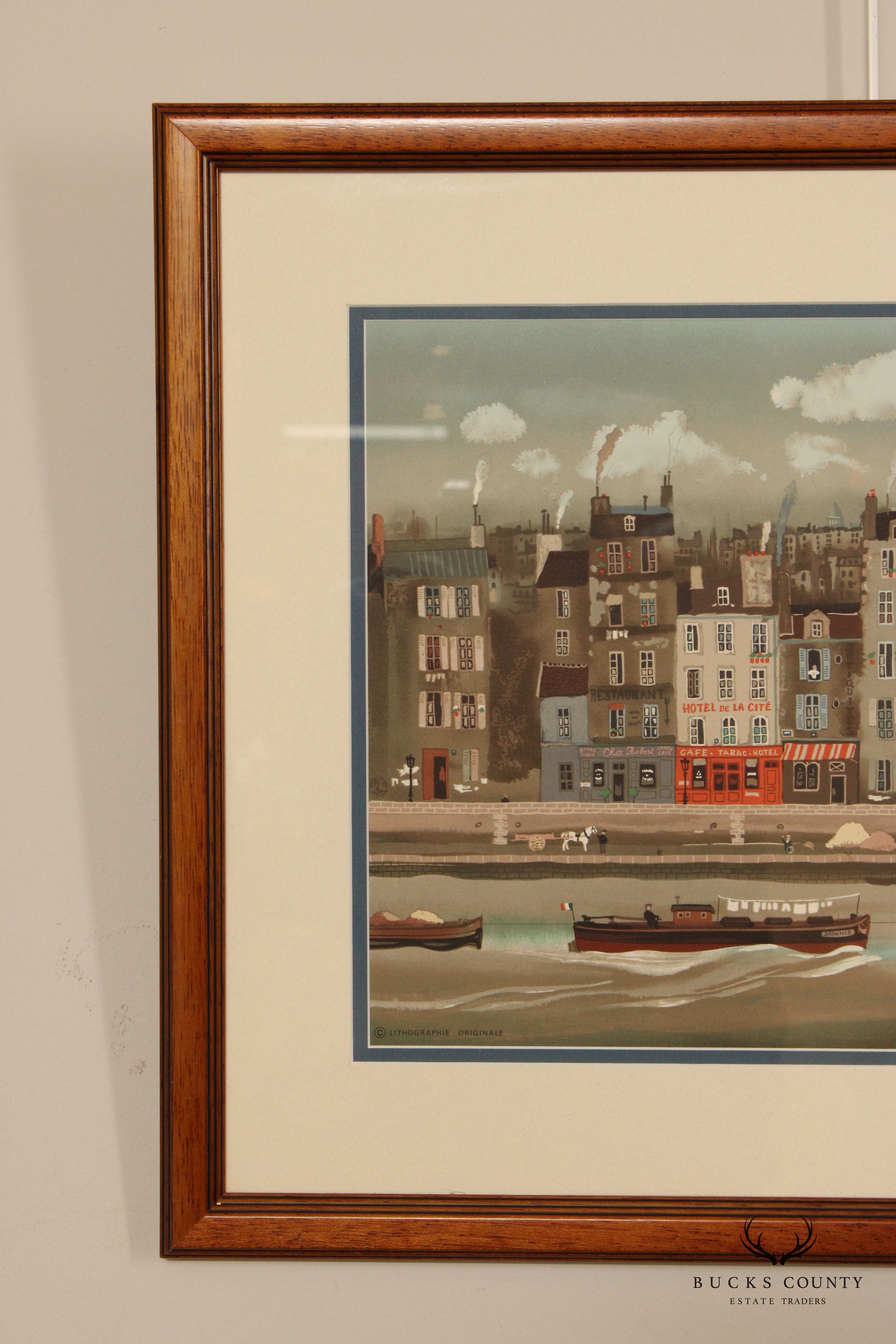 Michel Delacroix 'Le Remorqueur' Framed Colored Lithograph